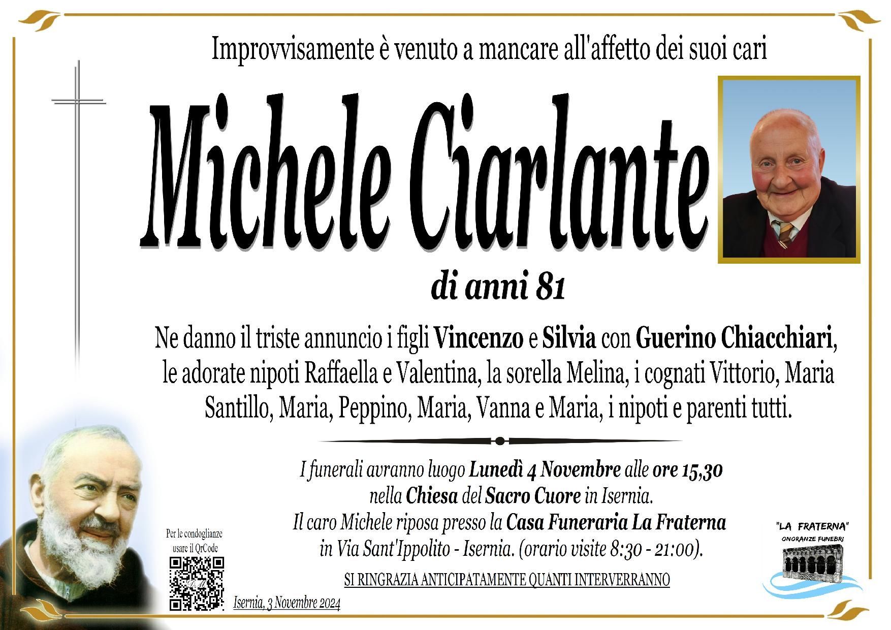 necrologio Michele Ciarlante