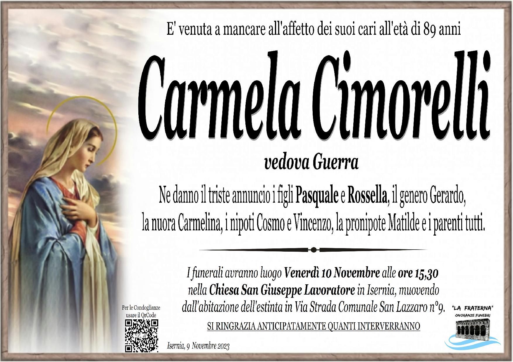 necrologio Carmela Cimorelli