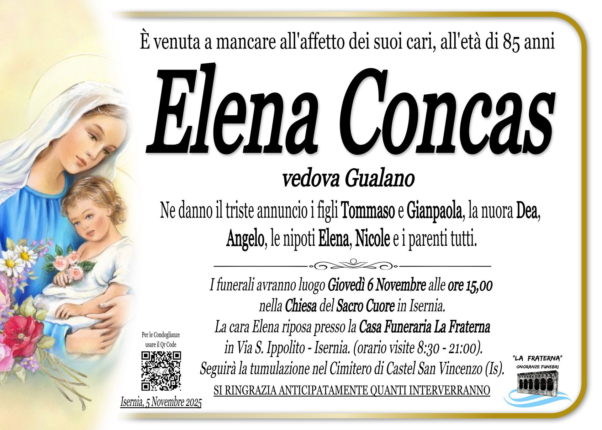 necrologio Elena Concas