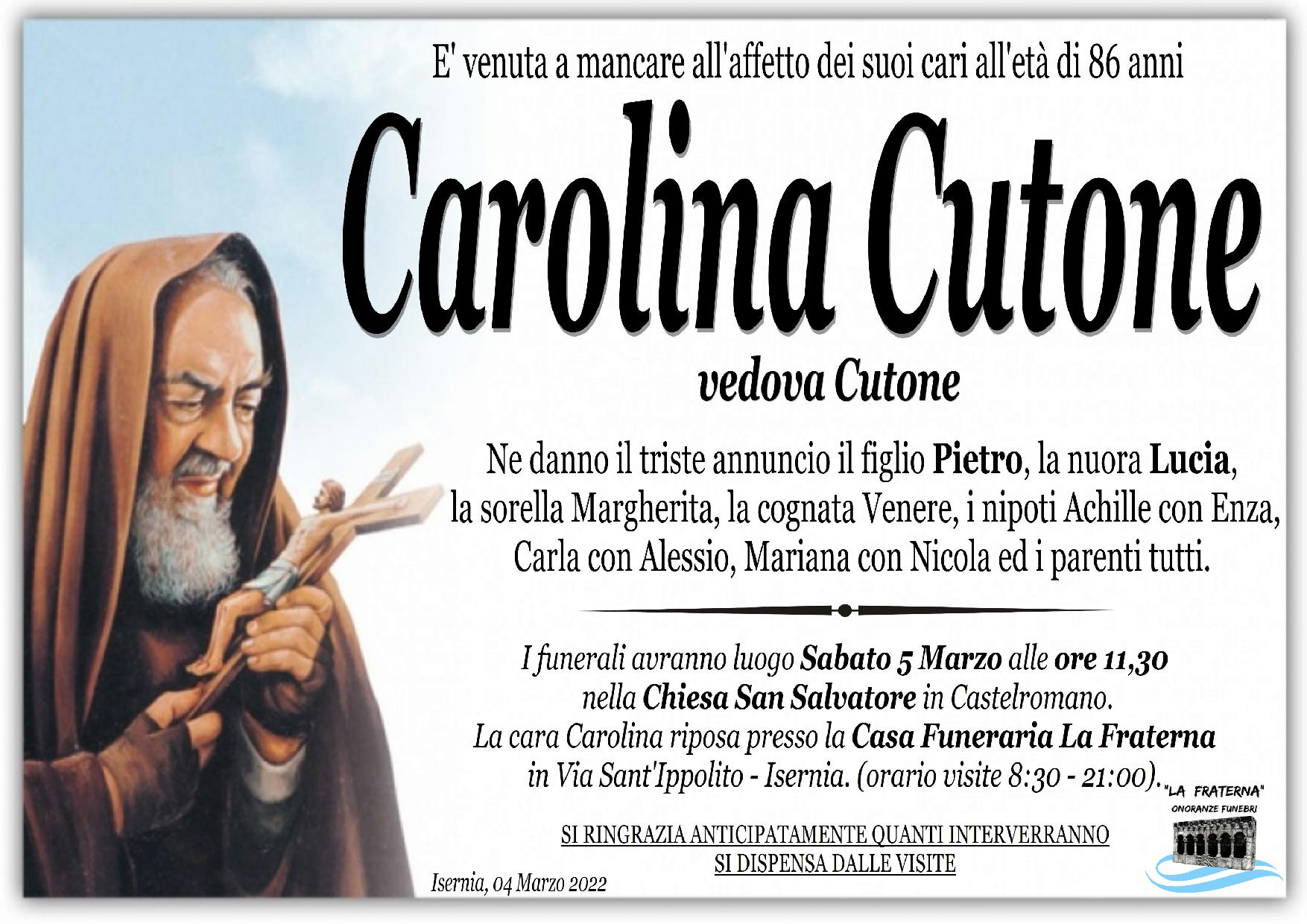 necrologio Carolina Cutone