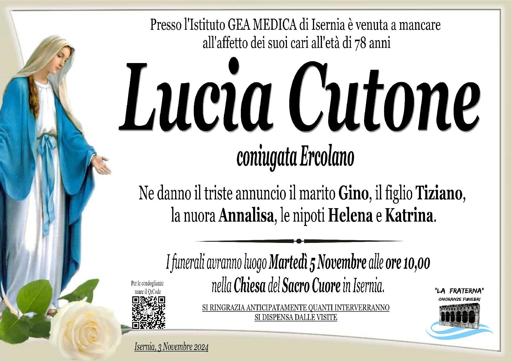 necrologio Lucia Cutone