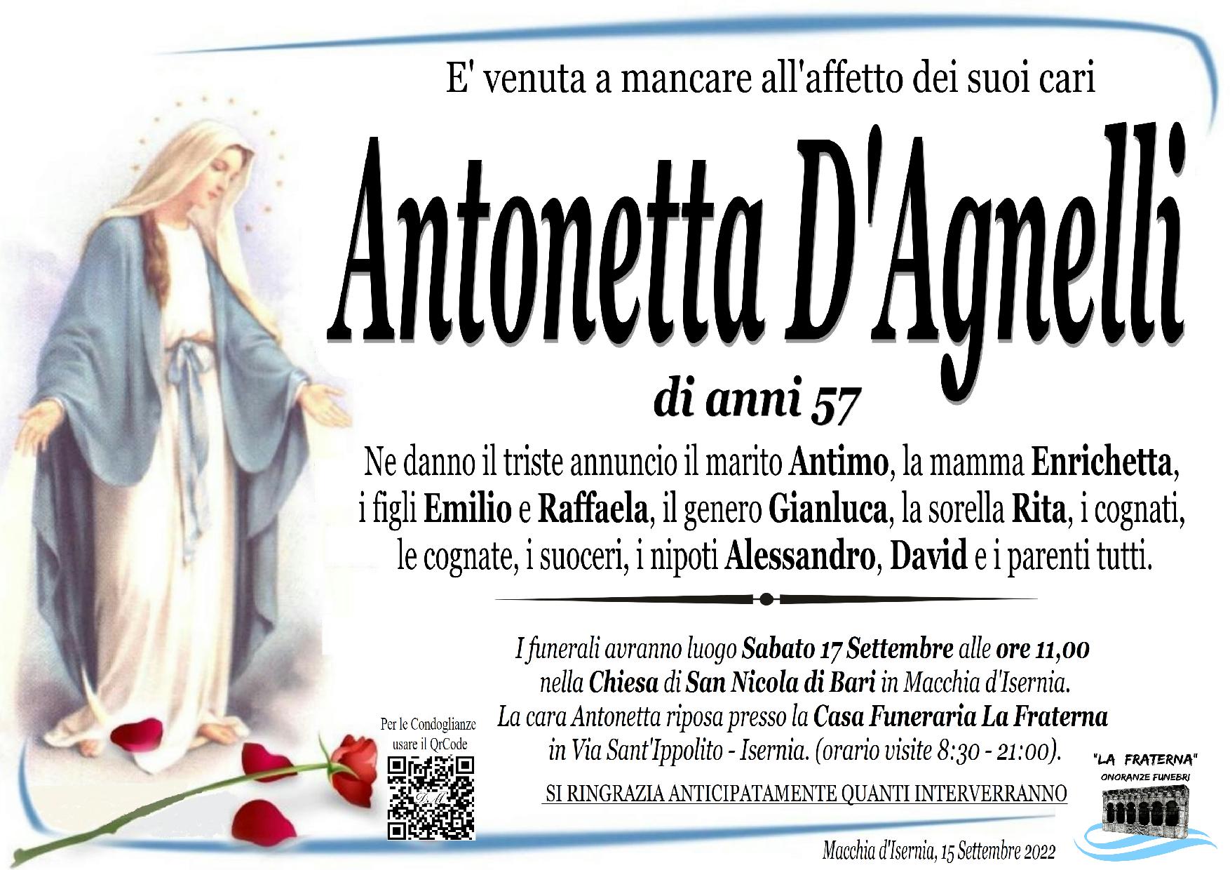 necrologio Antonetta D'Agnelli