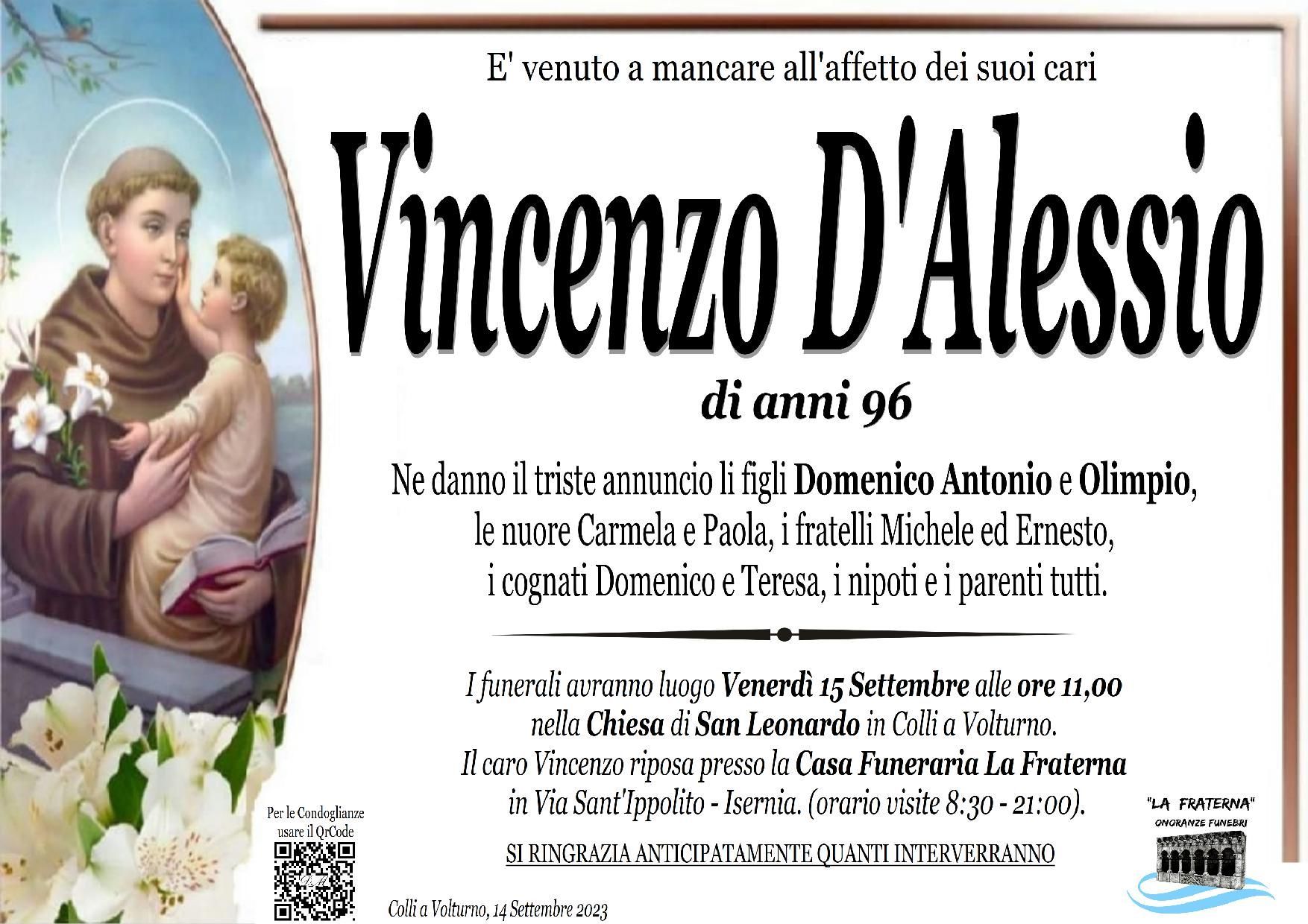 necrologio Vincenzo D'Alessio