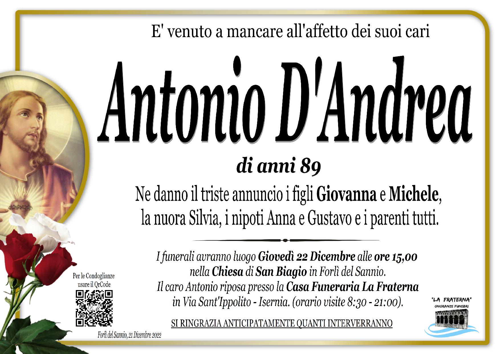 necrologio Antonio D'Andrea