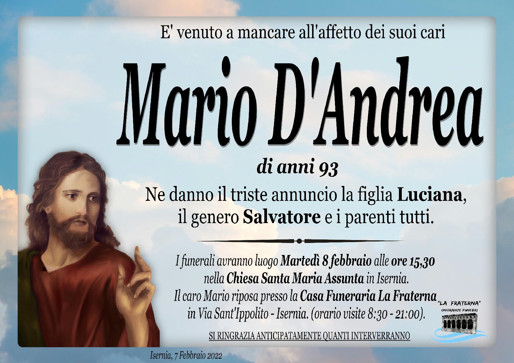 necrologio Mario D'Andrea