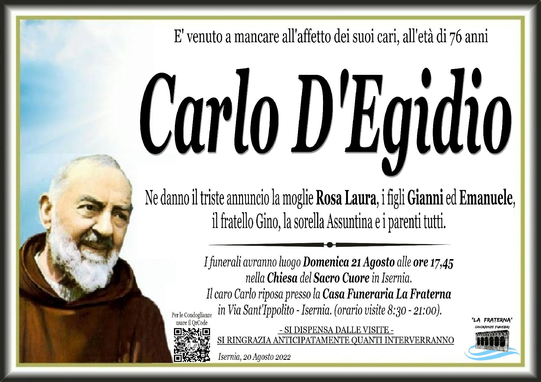 necrologio Carlo D'Egidio