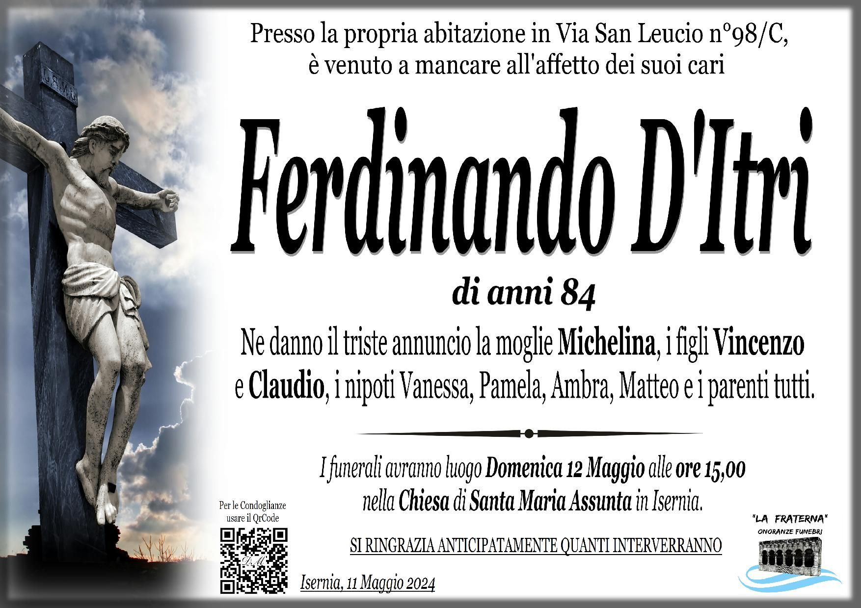 necrologio Ferdinando D'Itri