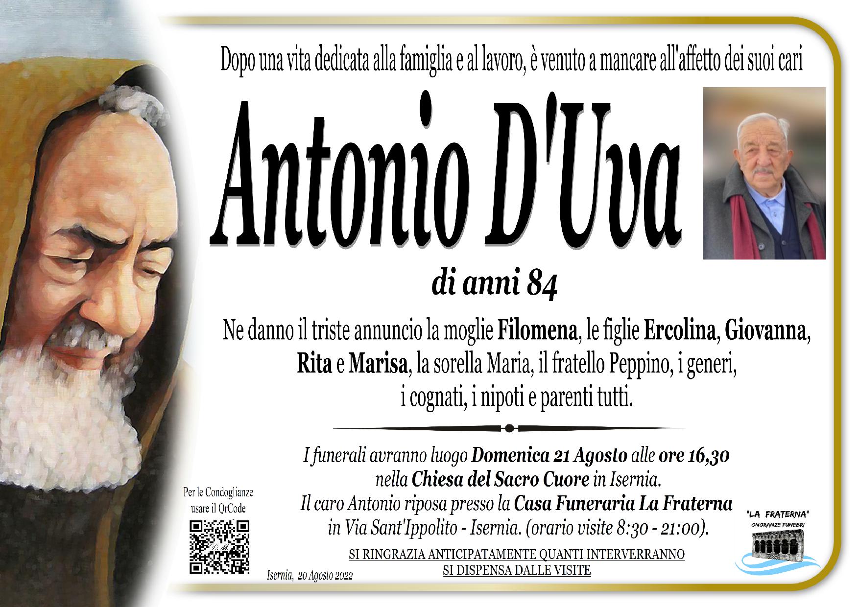 necrologio Antonio D'Uva