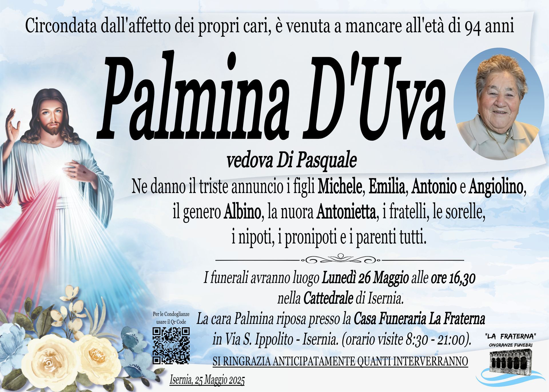 necrologio Palmina D'Uva