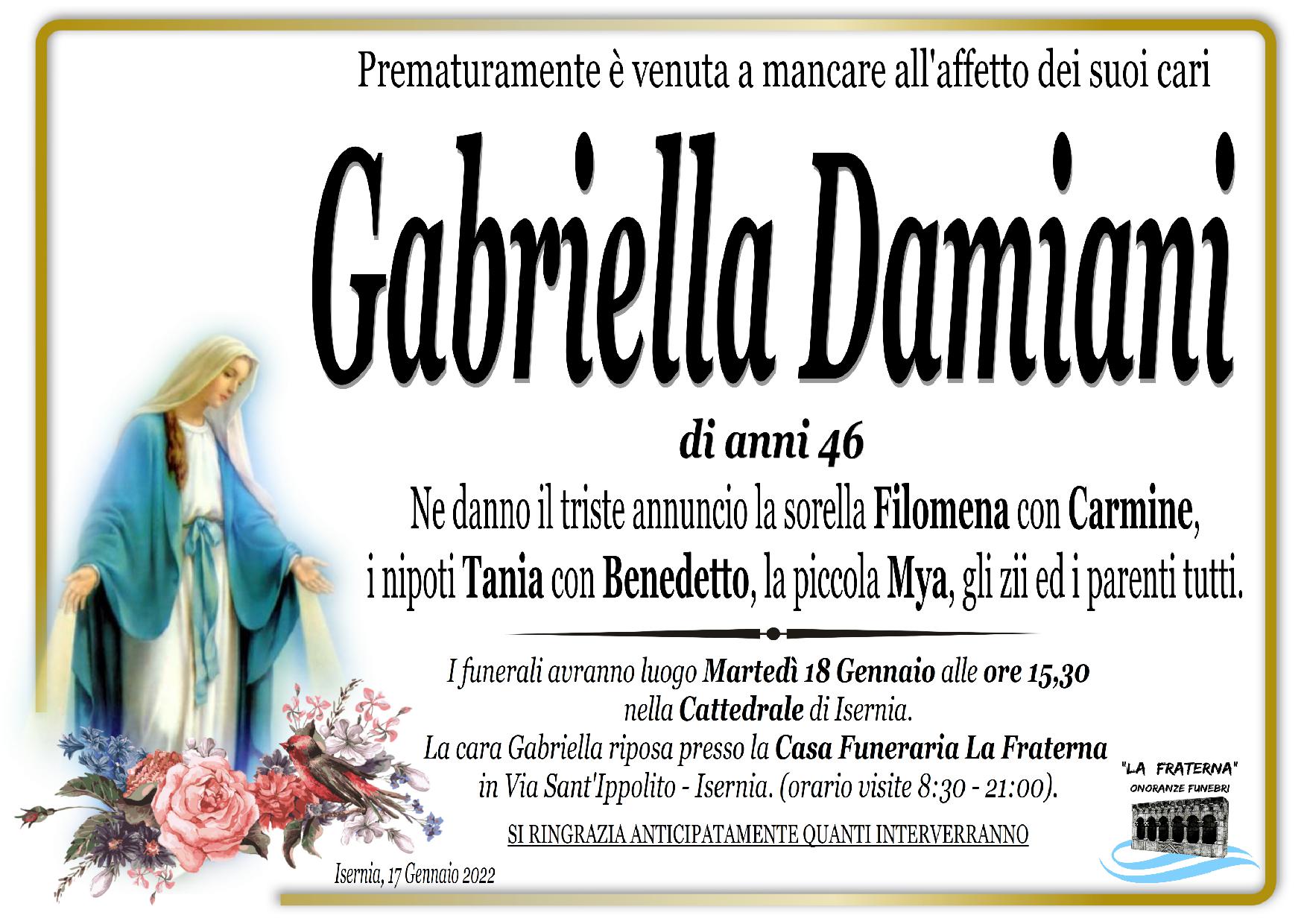 necrologio Gabriella Damiani