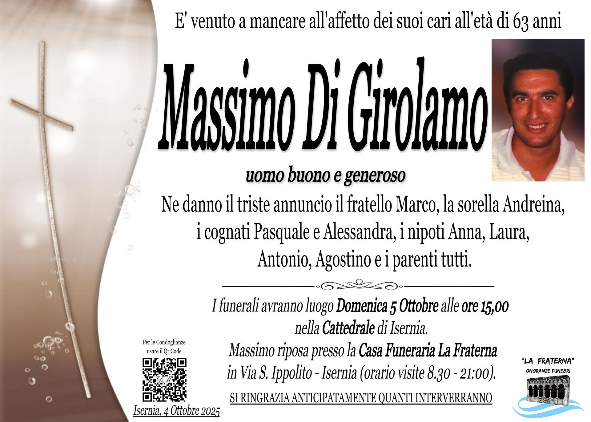 necrologio Massimo Di Girolamo