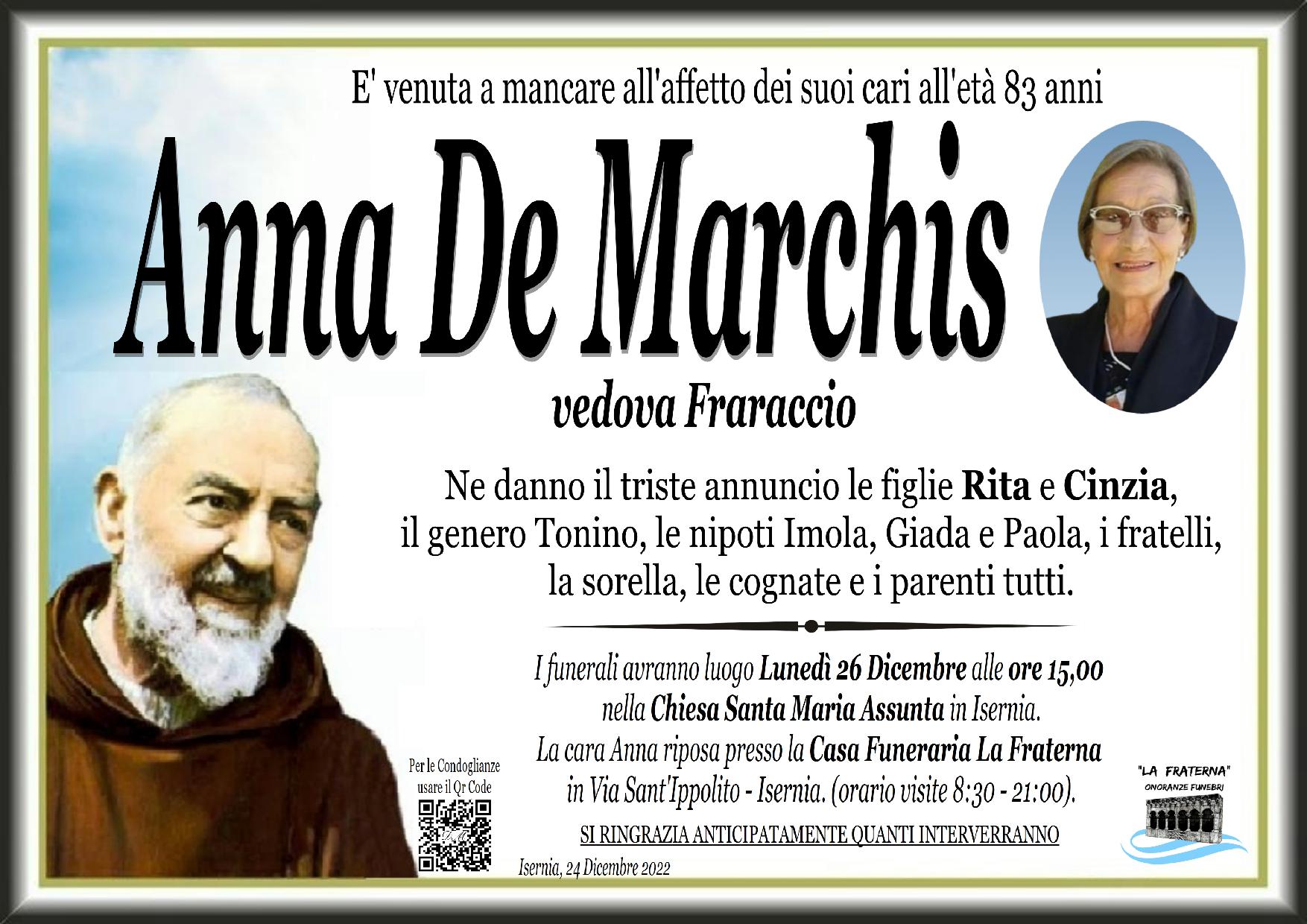 necrologio Anna De Marchis
