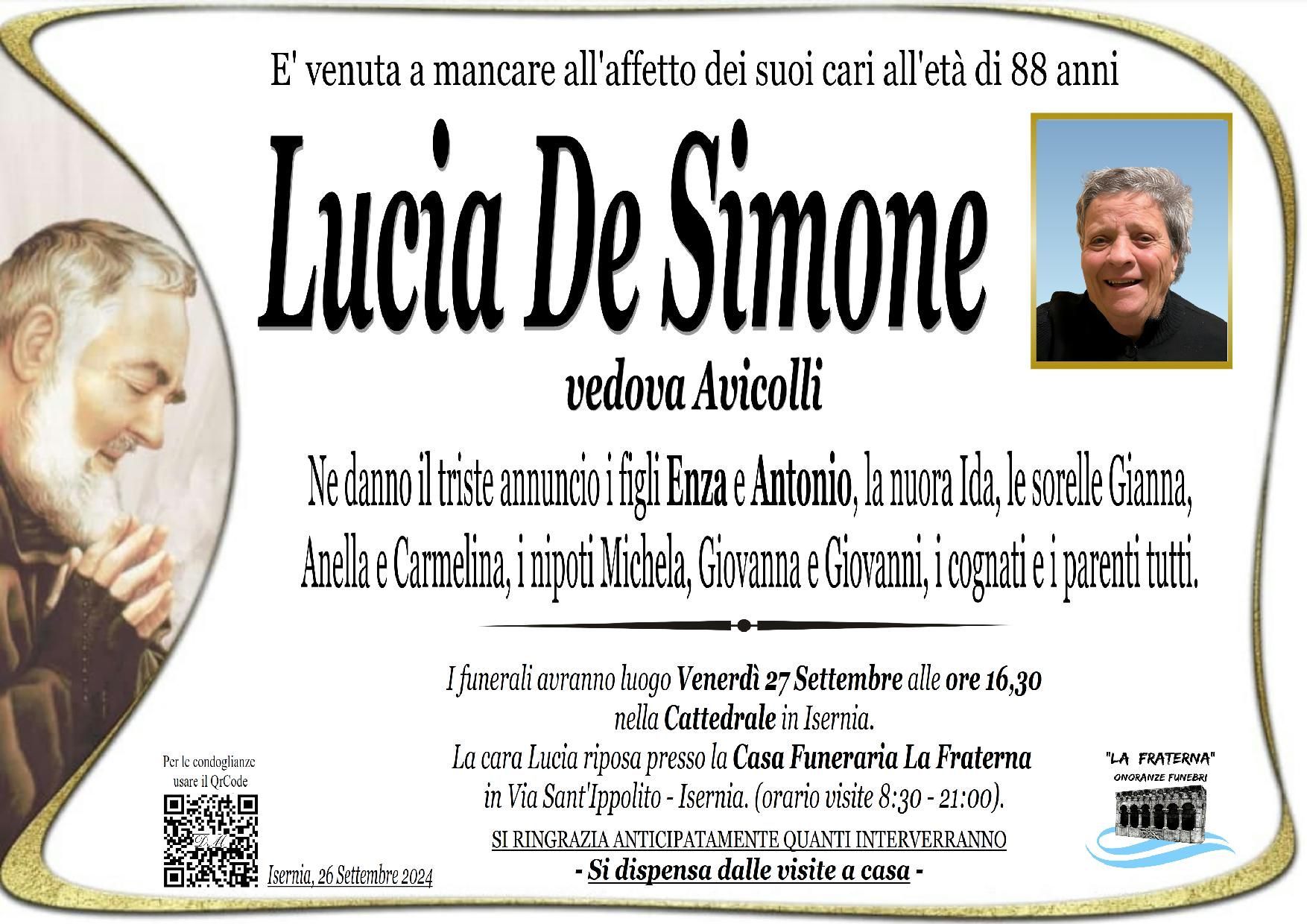 necrologio Lucia De Simone