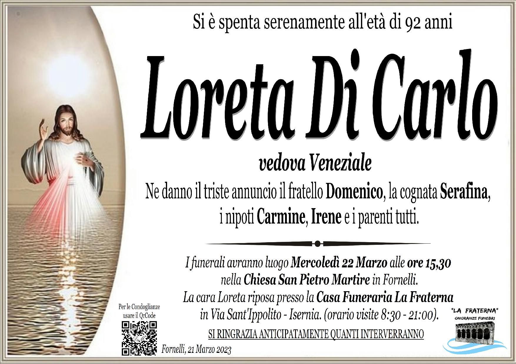 necrologio Loreta Di Carlo