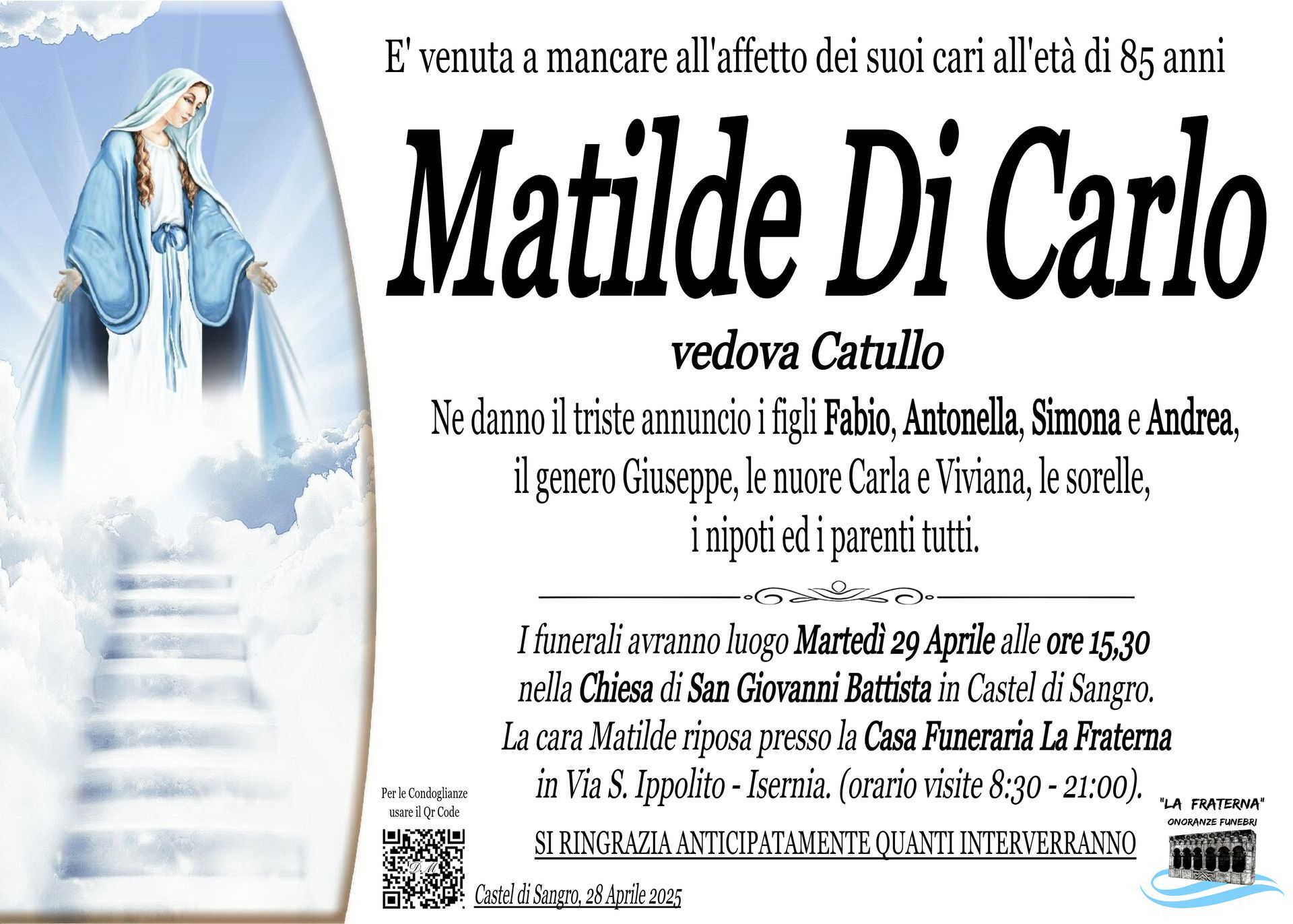 necrologio Matilde Di Carlo