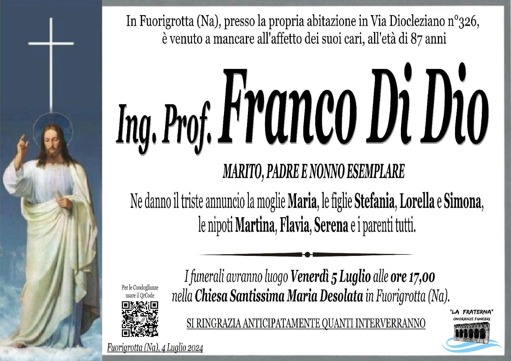 necrologio ing.  prof. Franco Di Dio