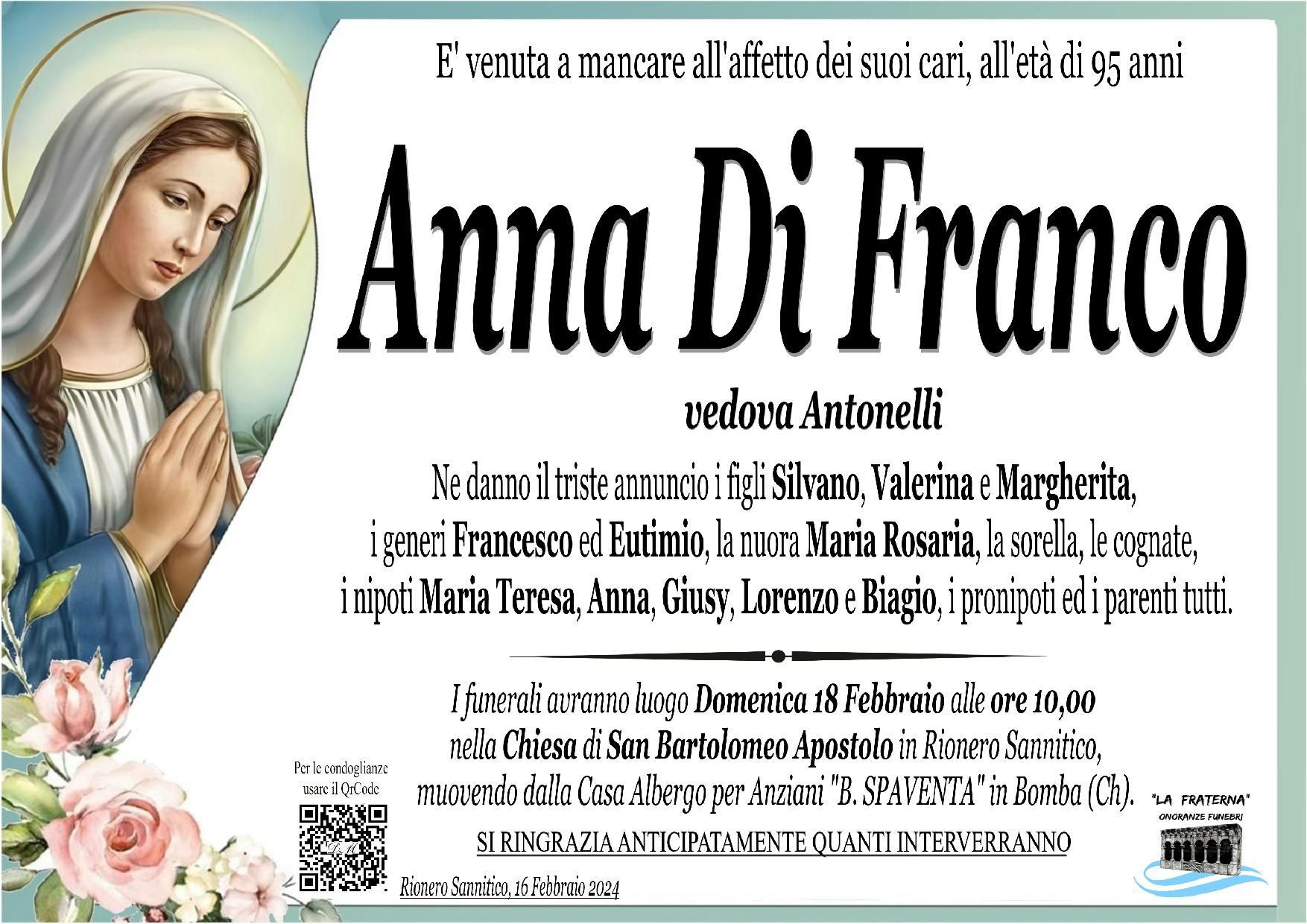 necrologio Di Franco Anna
