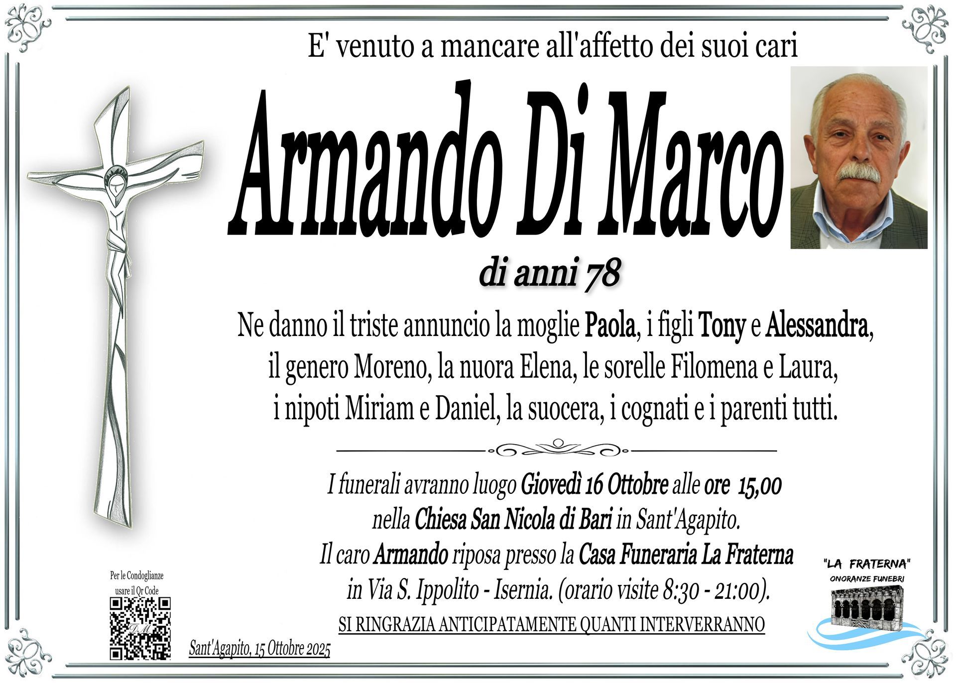 necrologio Armando Di Marco