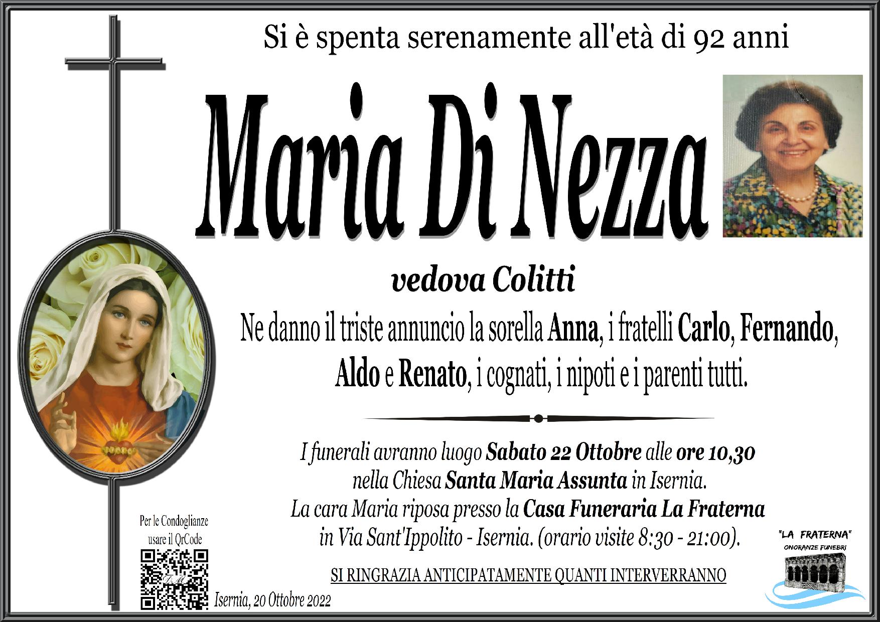 necrologio Maria Di Nezza