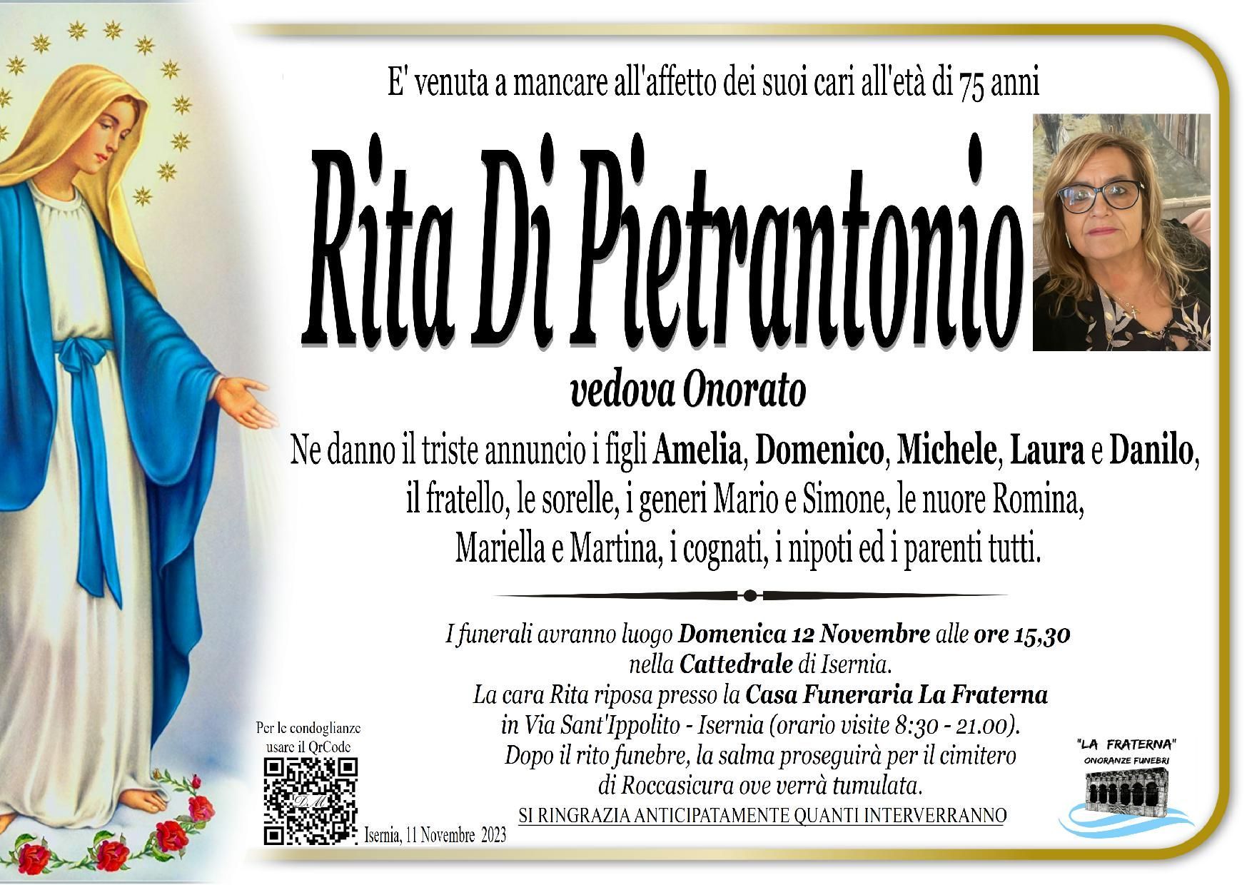 necrologio Rita Di Pietrantonio