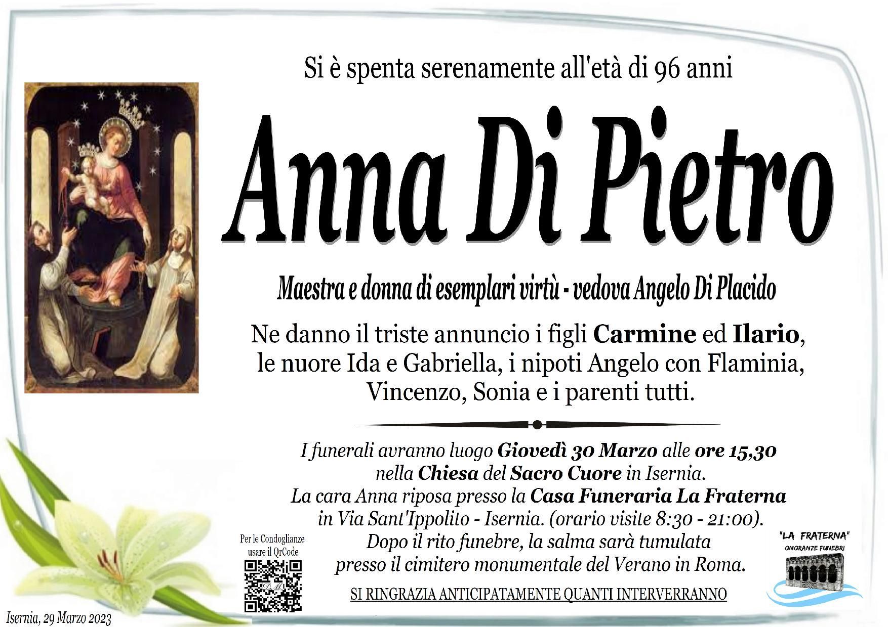necrologio Anna Di Pietro
