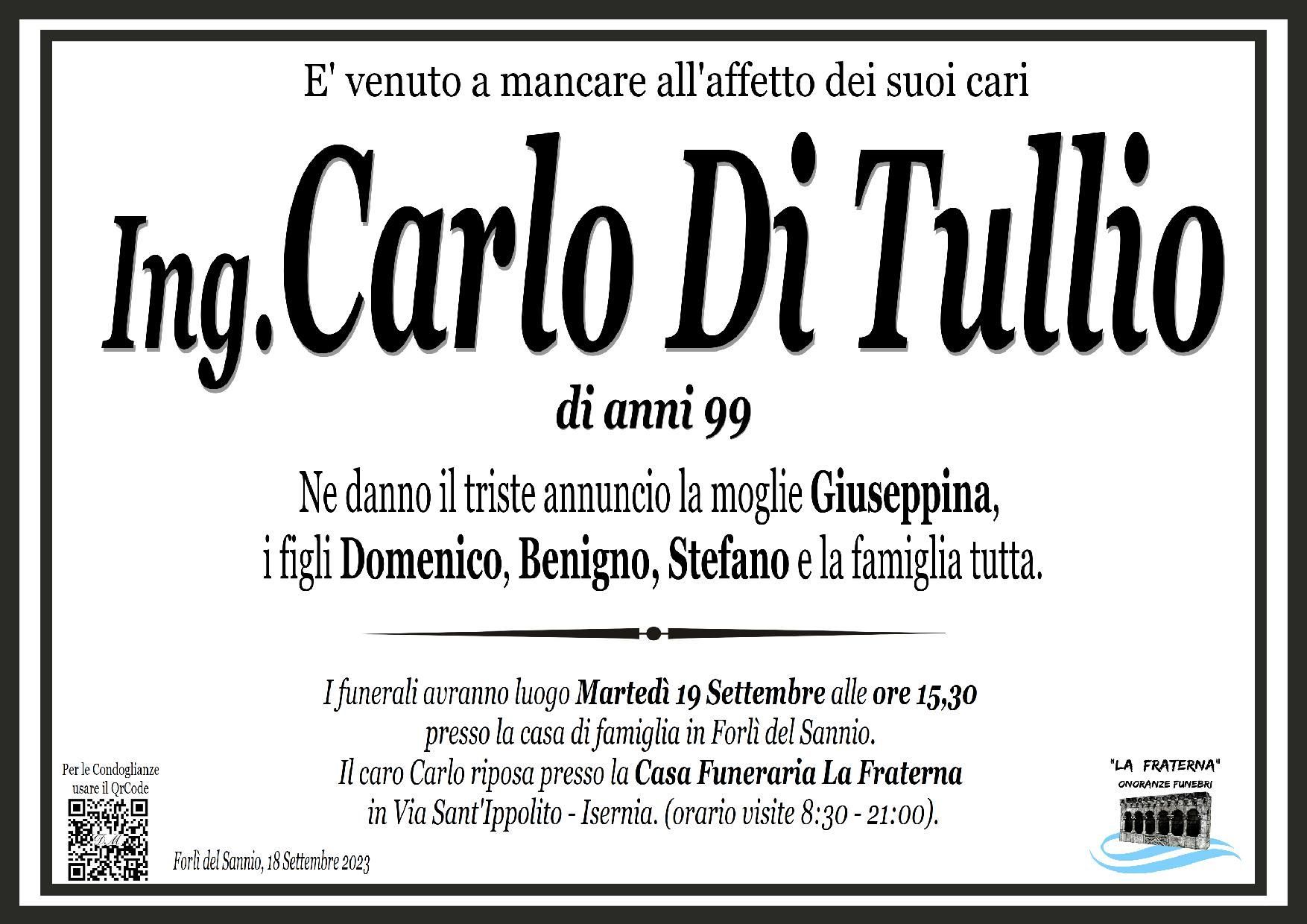 necrologio Ing. Carlo Di Tullio