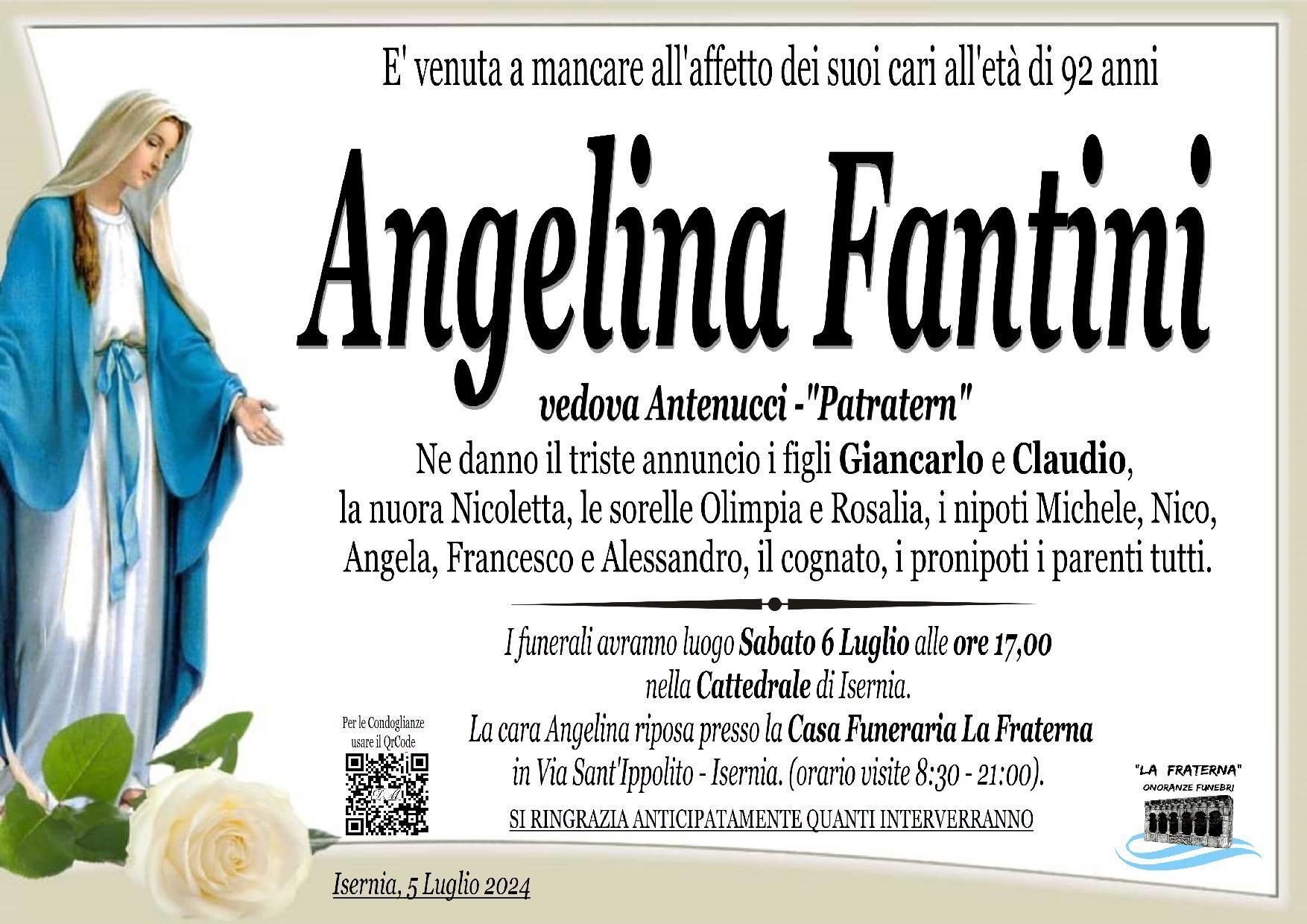 necrologio Angelina Fantini