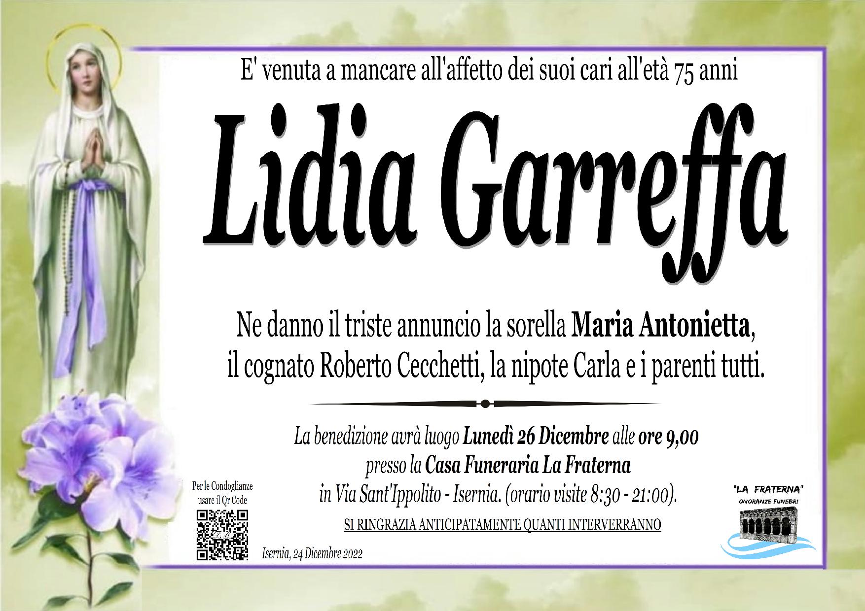necrologio Garreffa Lidia
