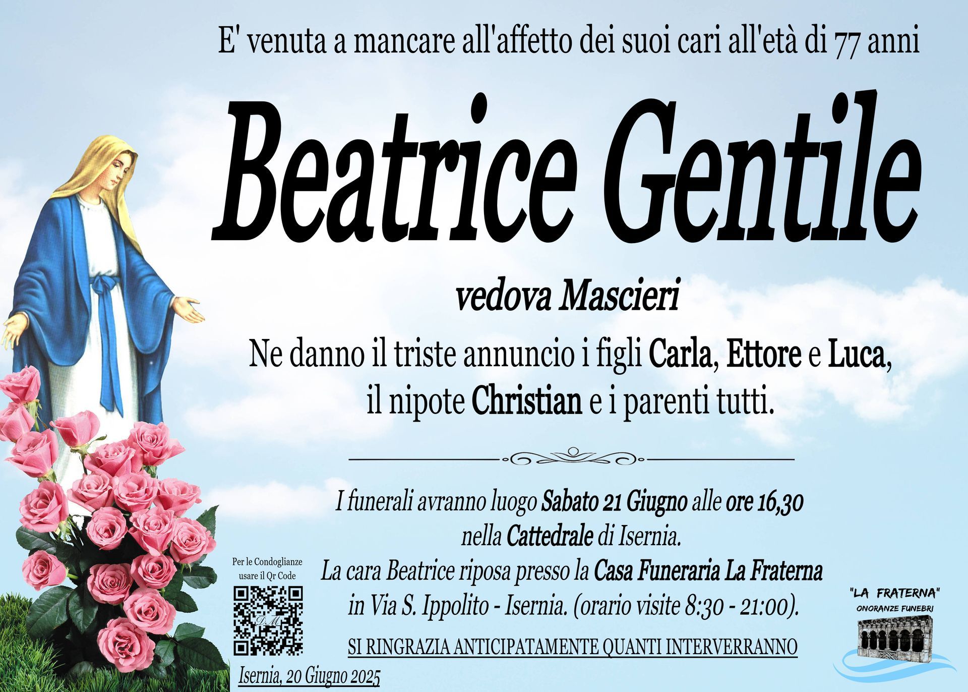 necrologio Beatrice Gentile