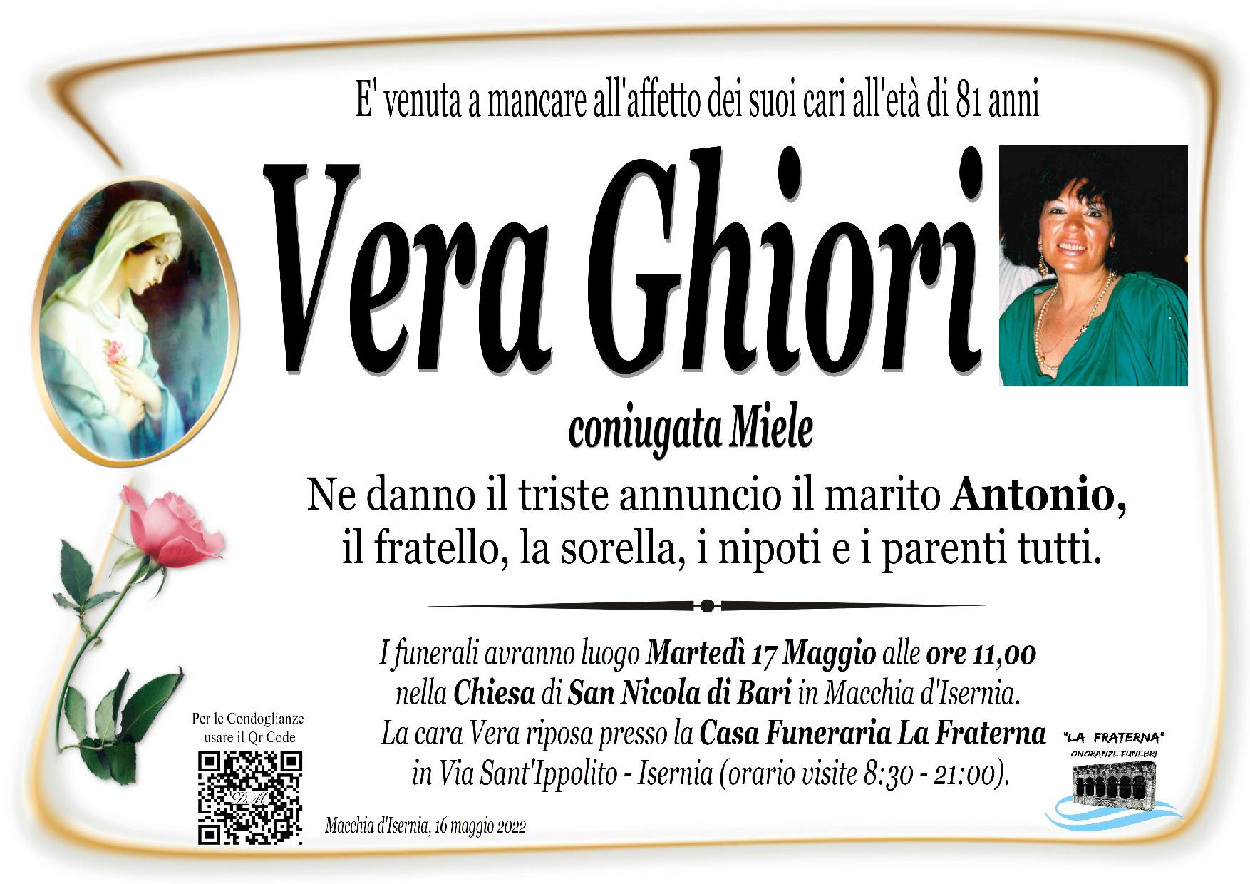 necrologio Vera Ghiori
