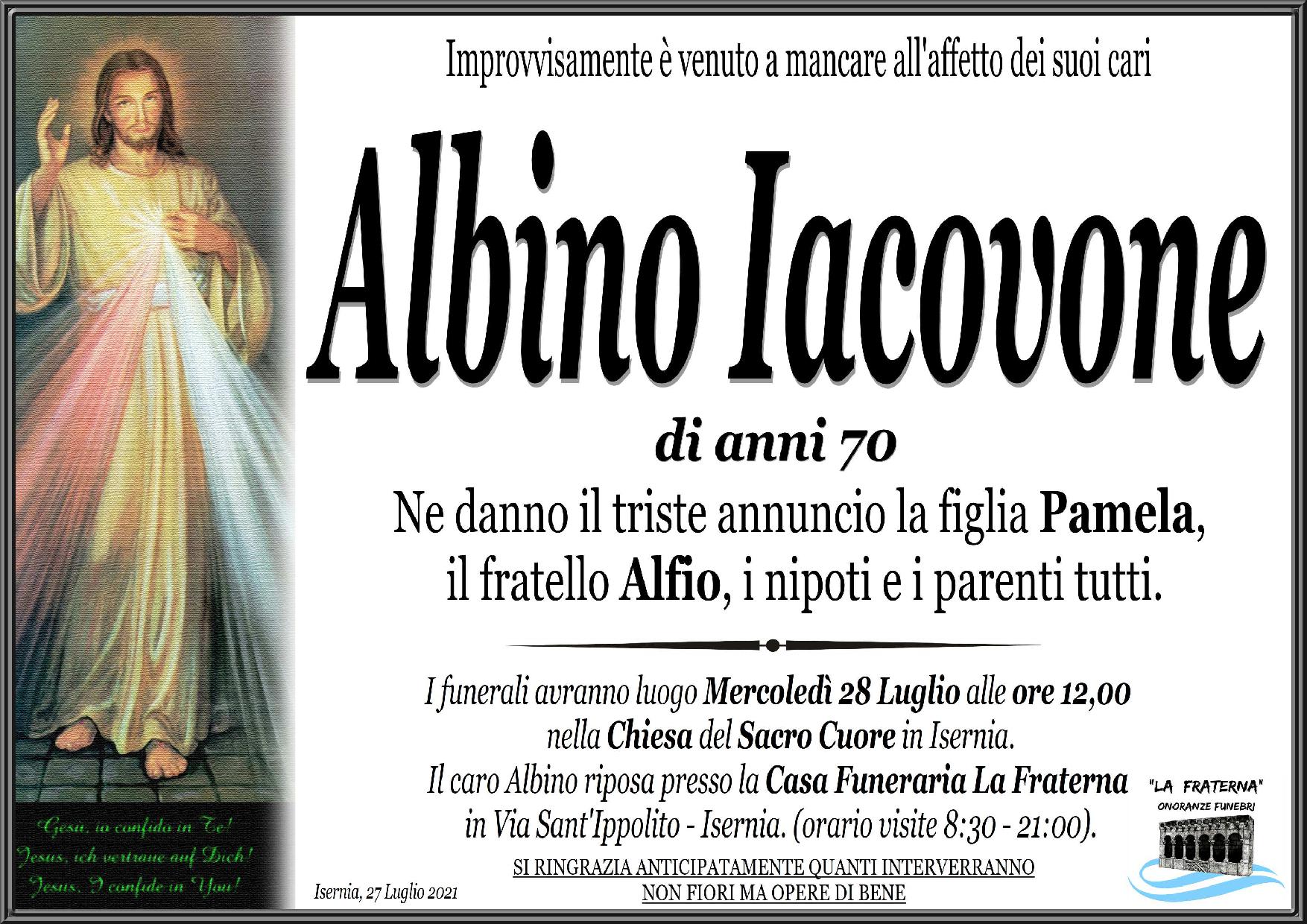 necrologio Albino Iacovone