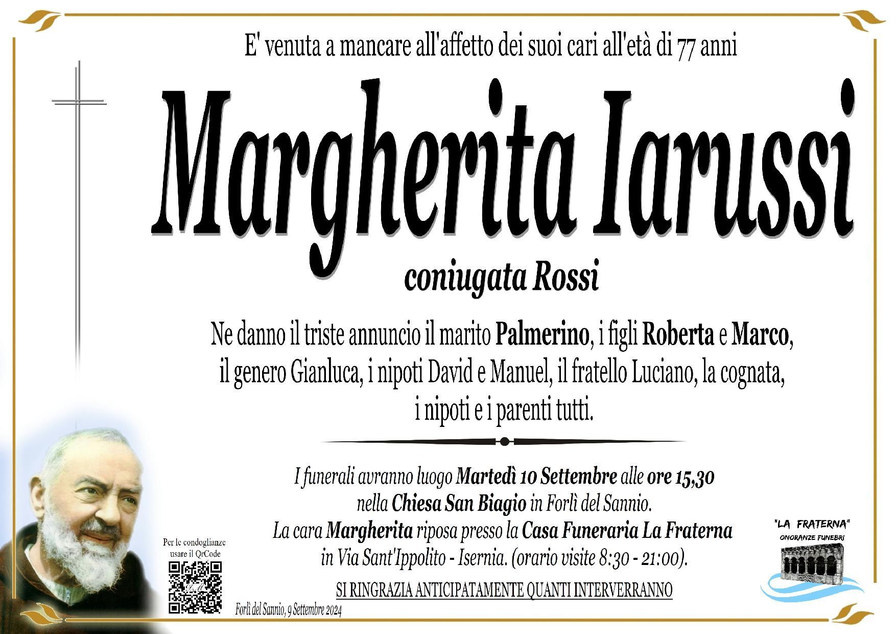 necrologio Margherita Iarussi