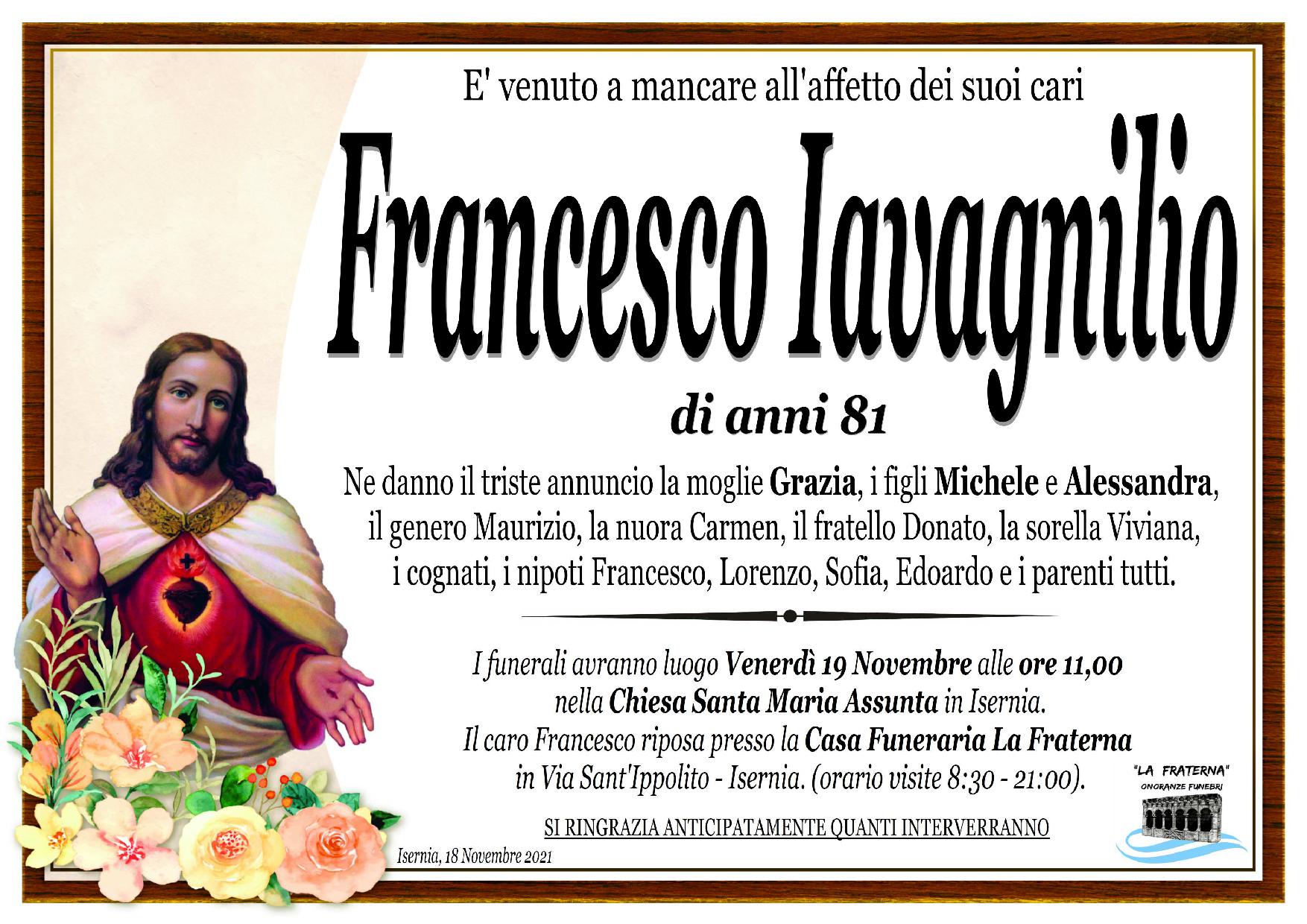 necrologio Francesco Iavagnilio