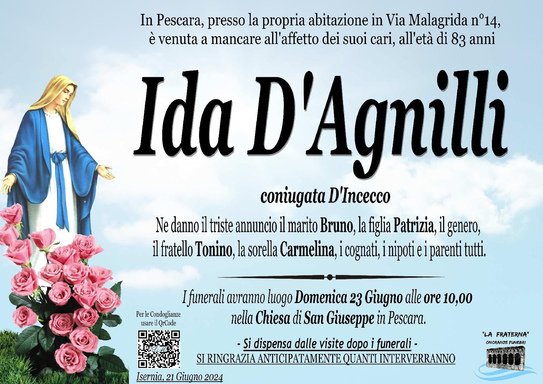 necrologio Ida D'Agnilli