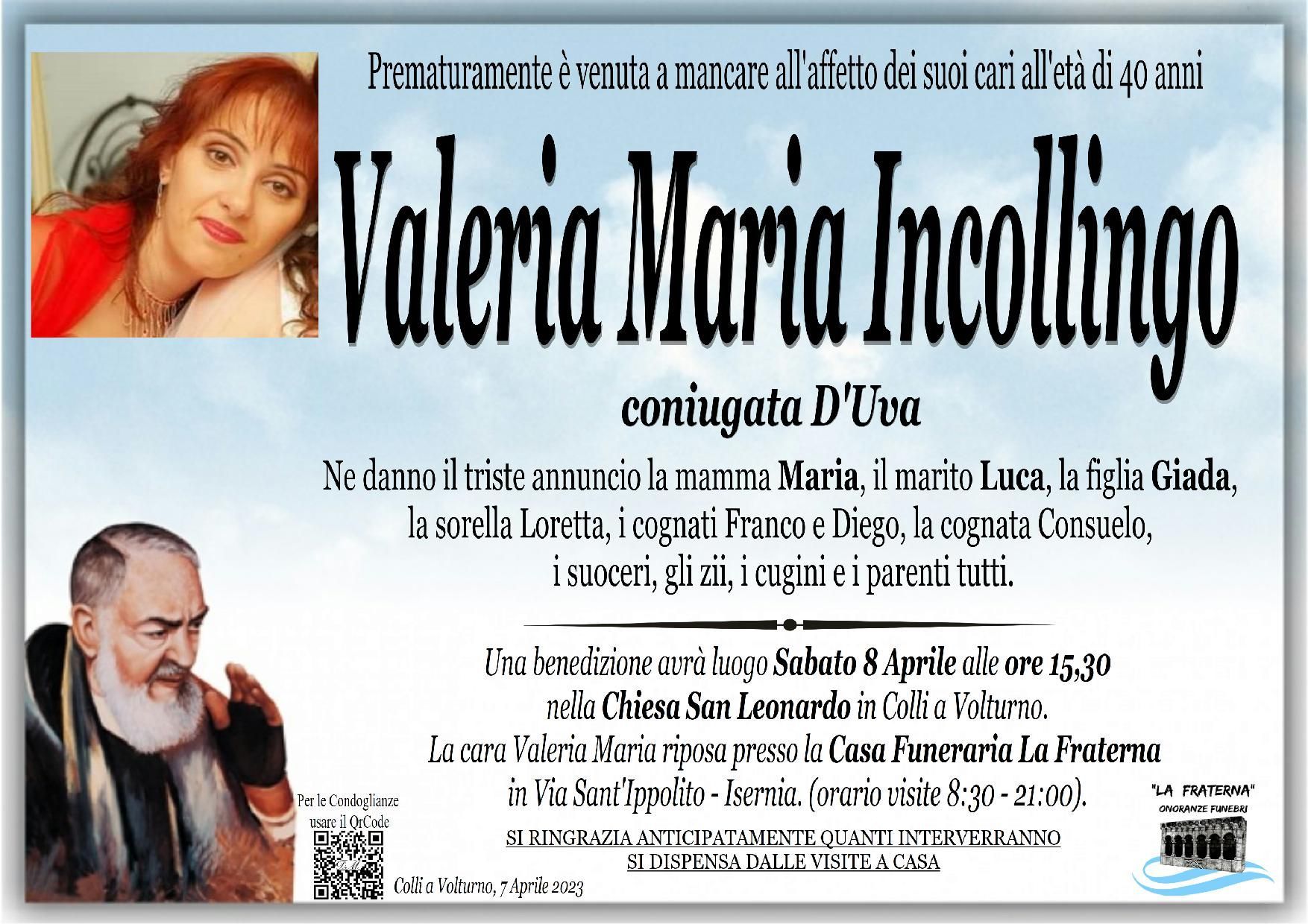 necrologio Valeria Maria Incollingo