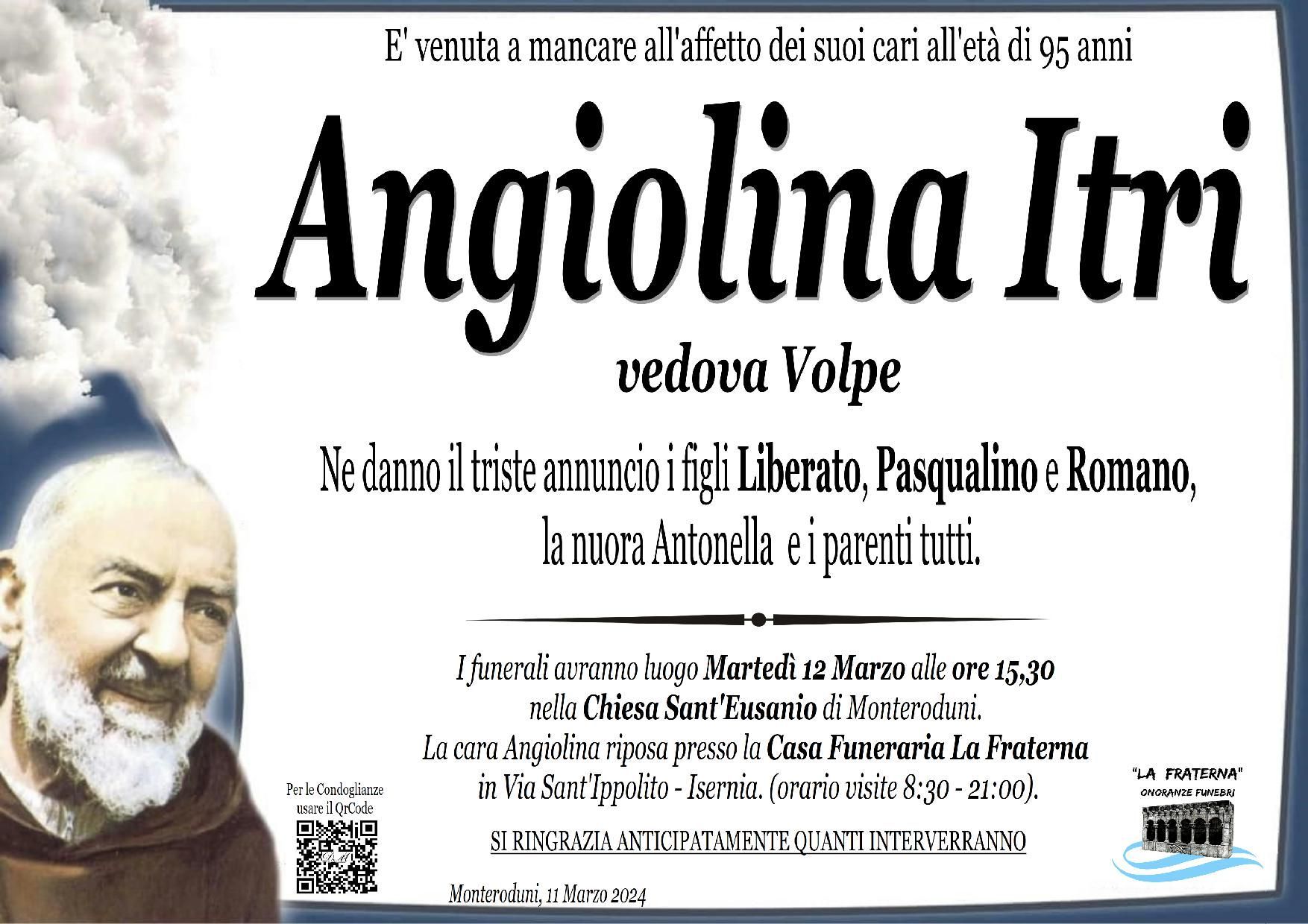 necrologio Angiolina Itri