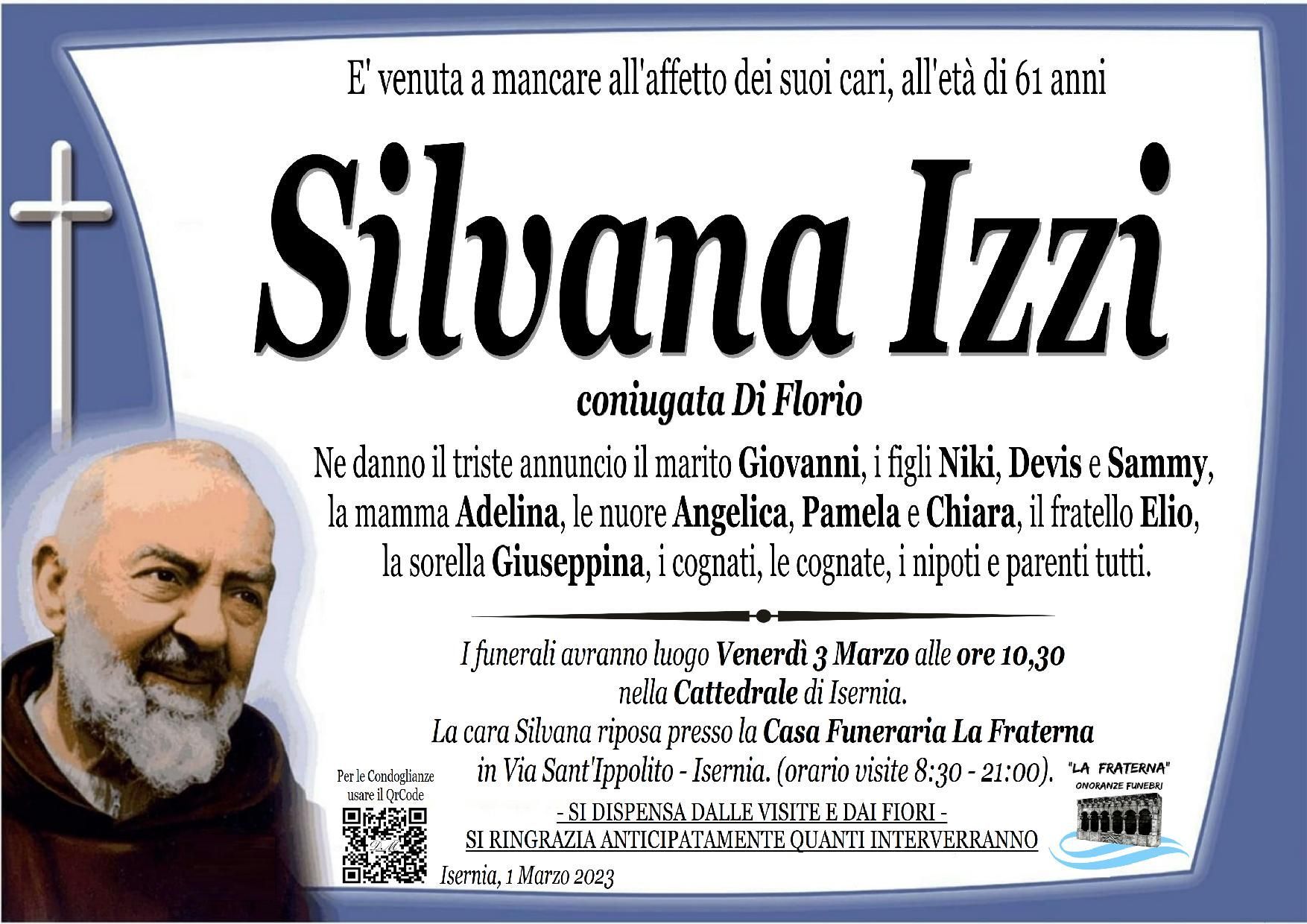 necrologio Izzi Silvana