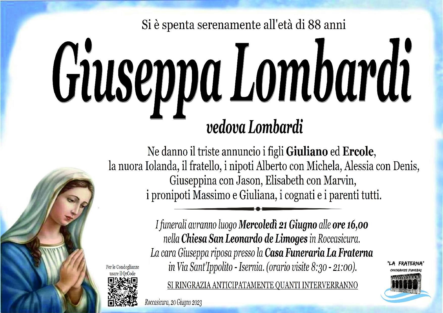 necrologio Giuseppa Lombardi