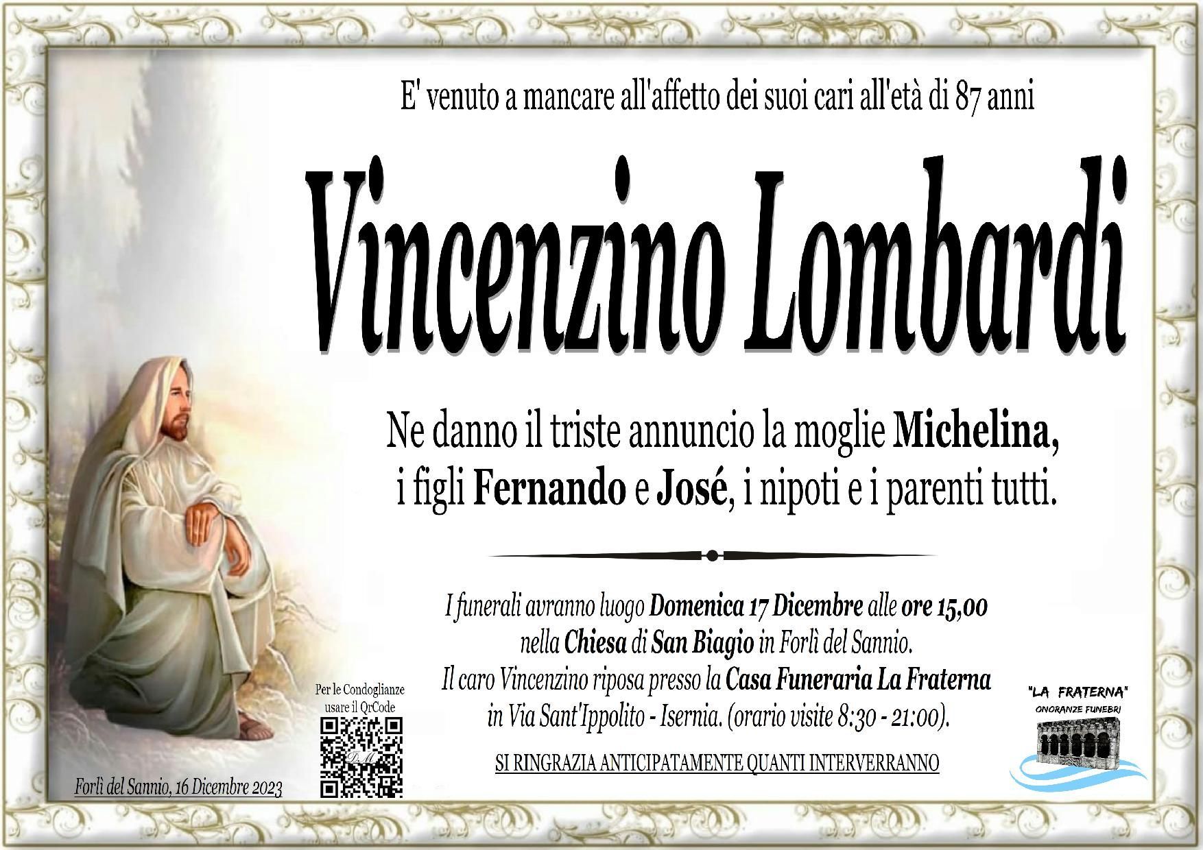 necrologio Vincenzino Lombardi