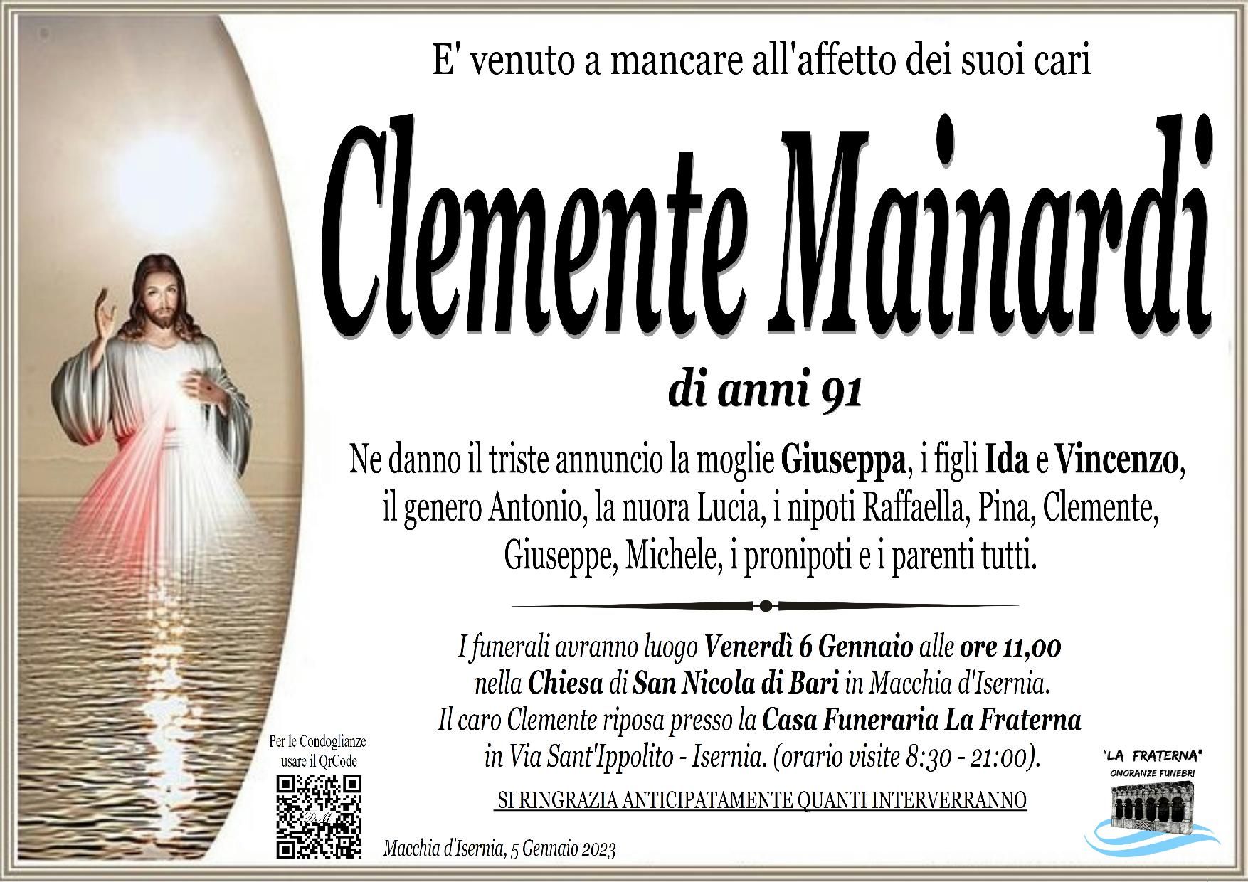 necrologio Clemente Mainardi