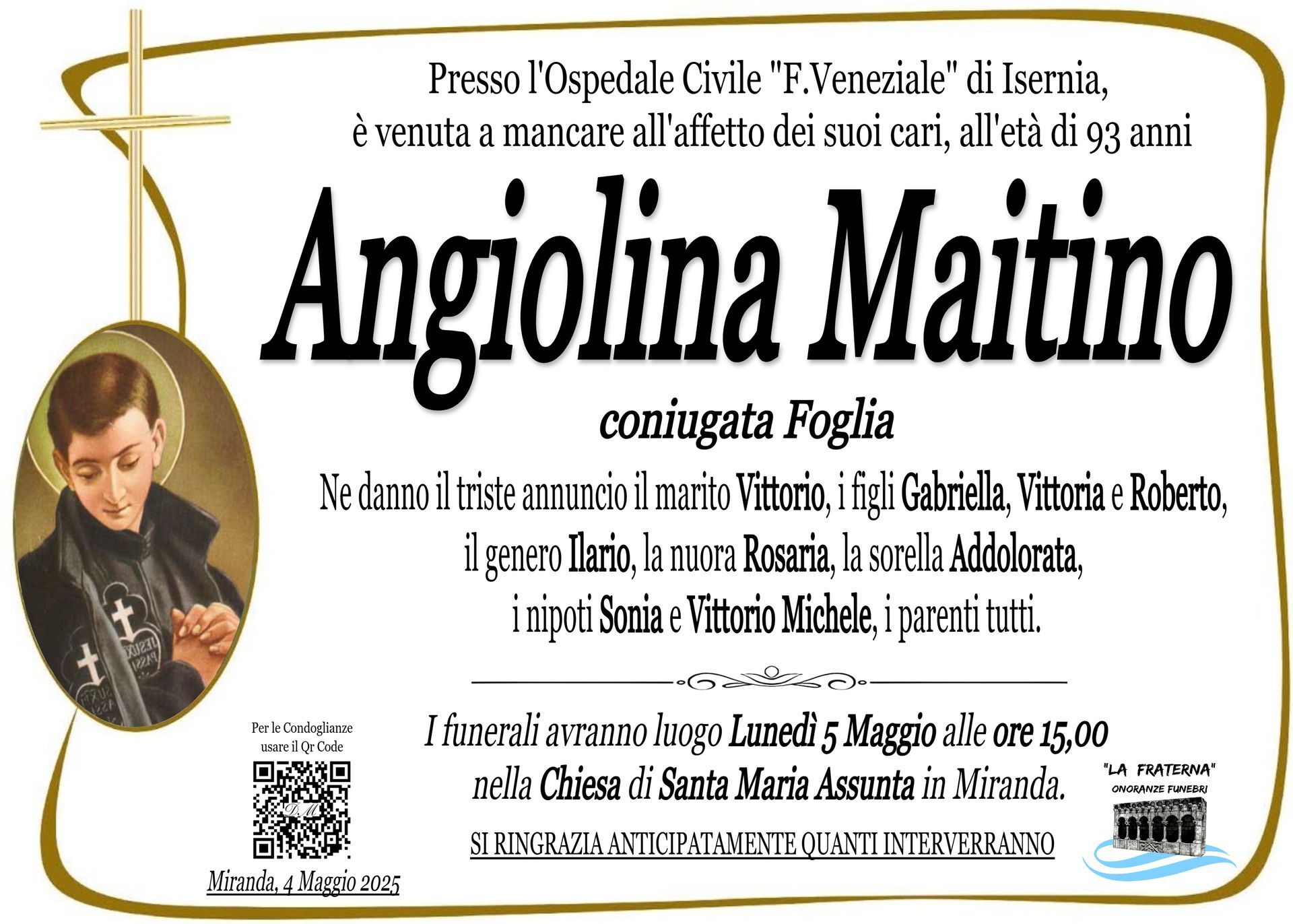 necrologio Angiolina Maitino