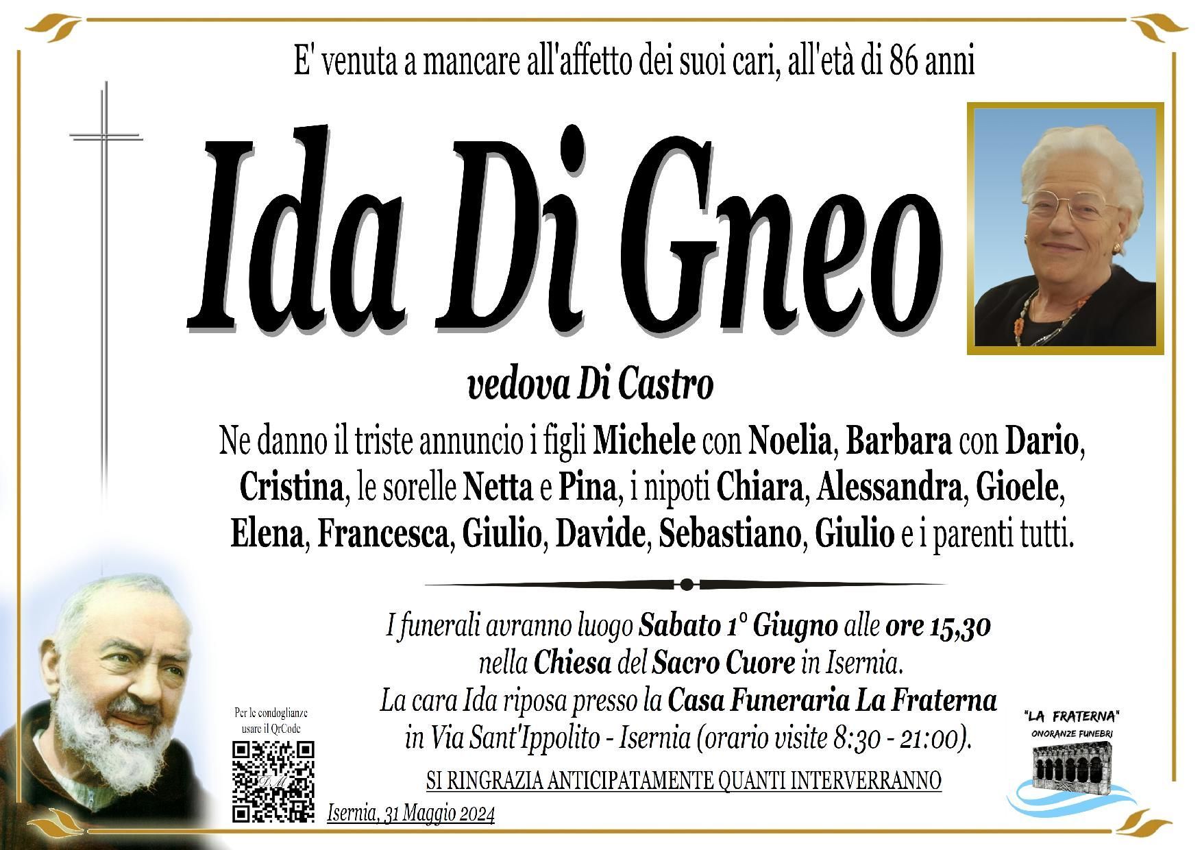 necrologio Ida Di Gneo