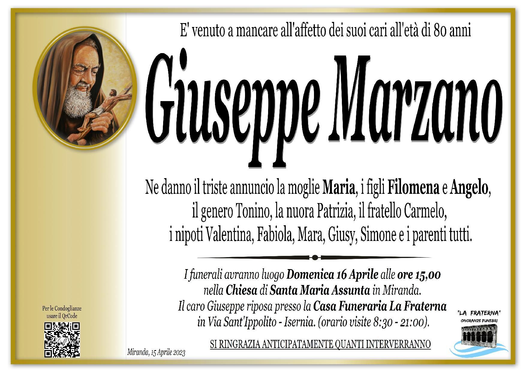 necrologio Giuseppe Marzano
