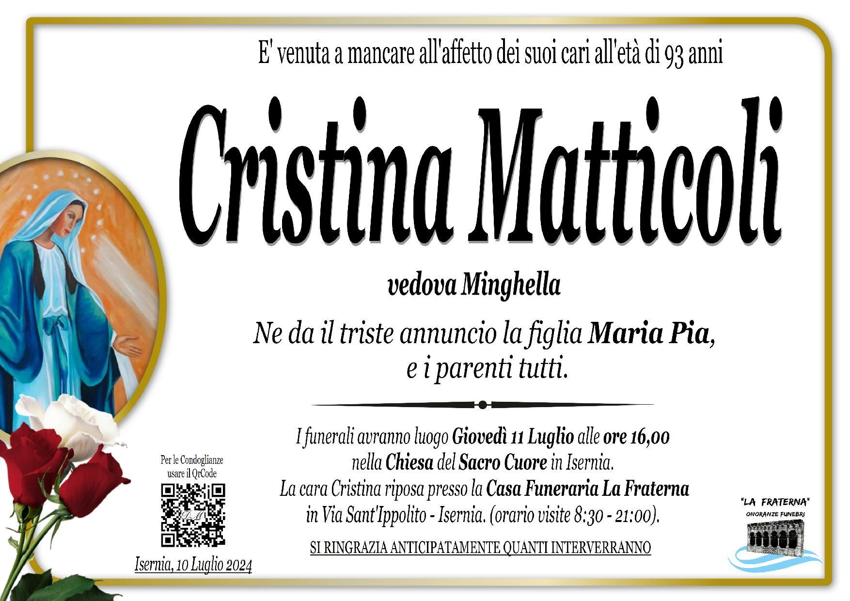 necrologio Cristina Matticoli