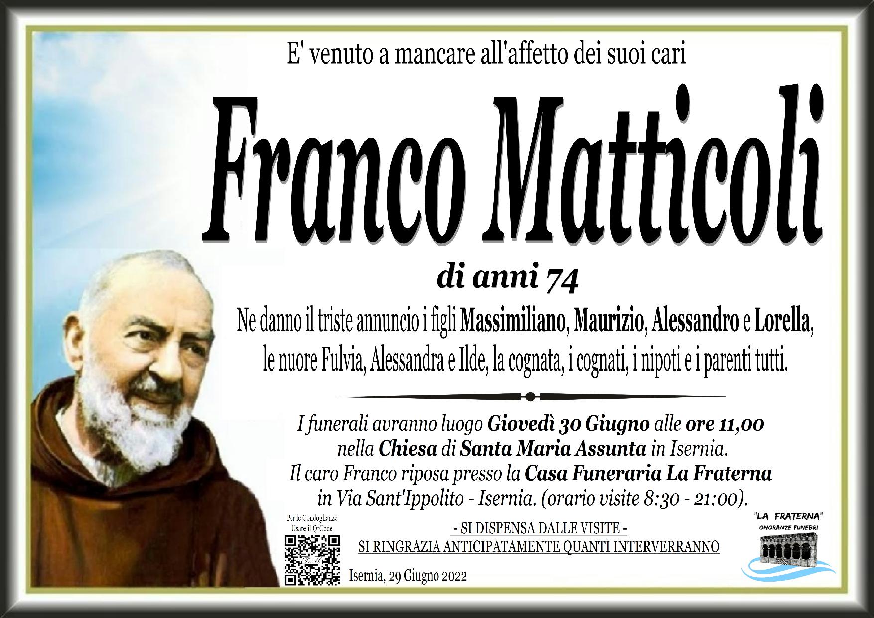 necrologio Franco Matticoli