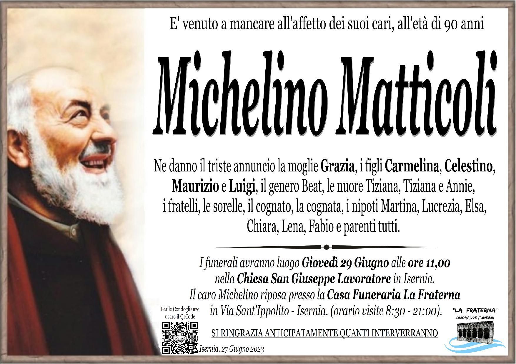 necrologio Michelino Matticoli
