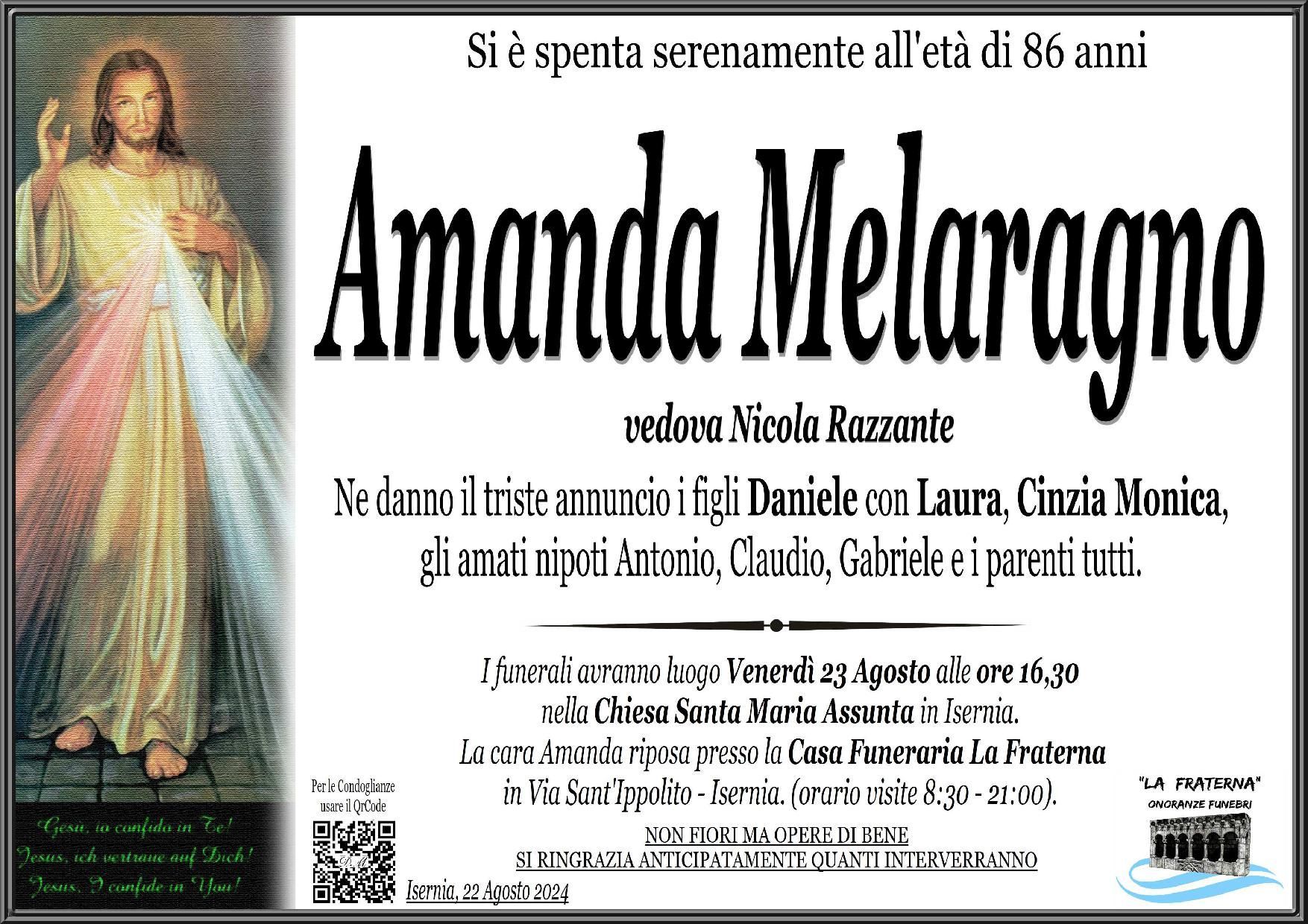 necrologio Amanda Melaragno