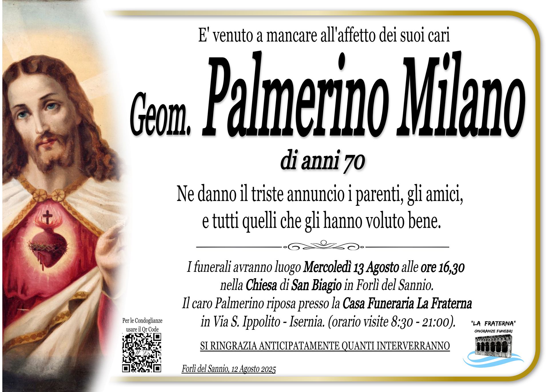 necrologio Palmerino Milano
