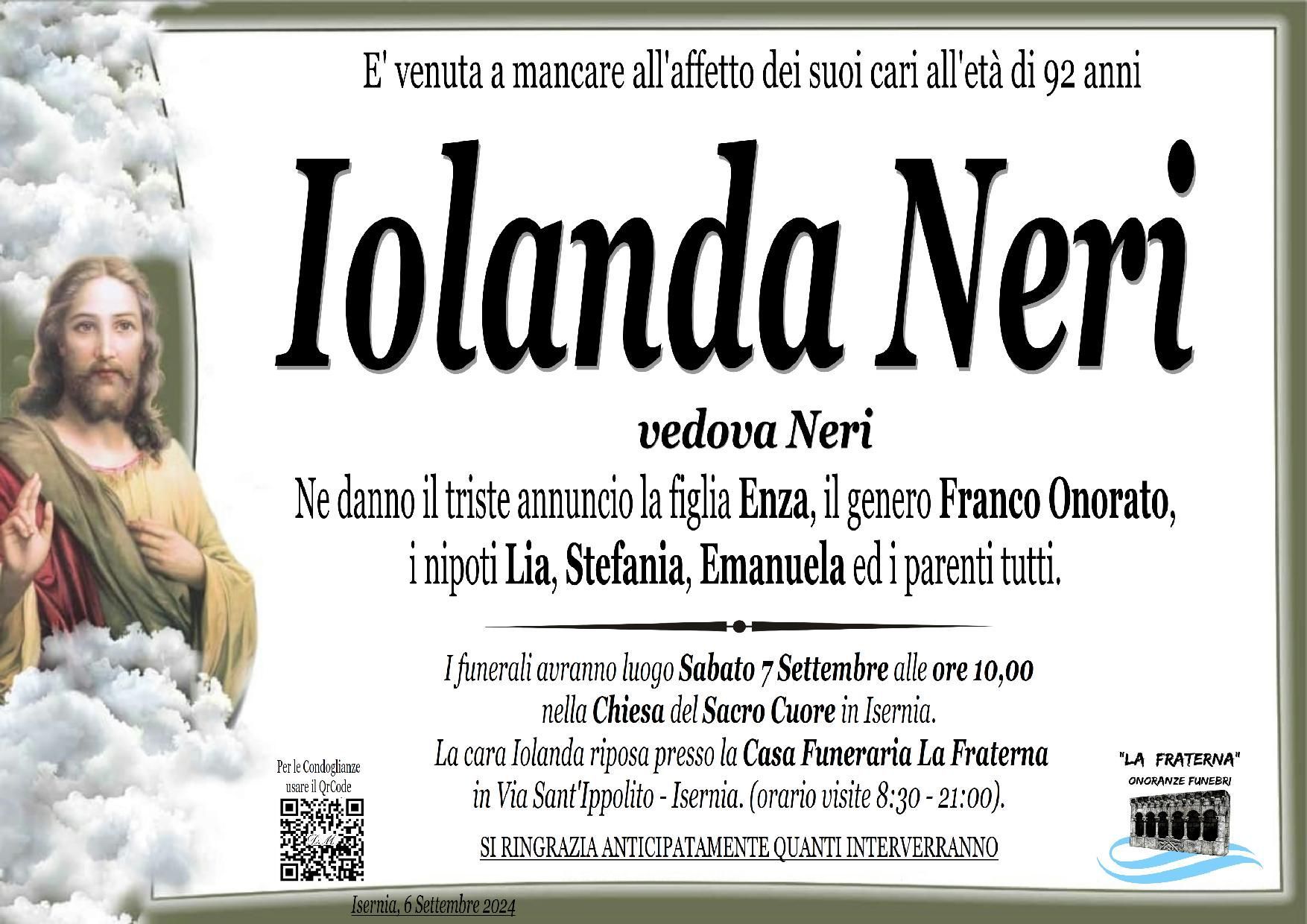 necrologio Iolanda Neri