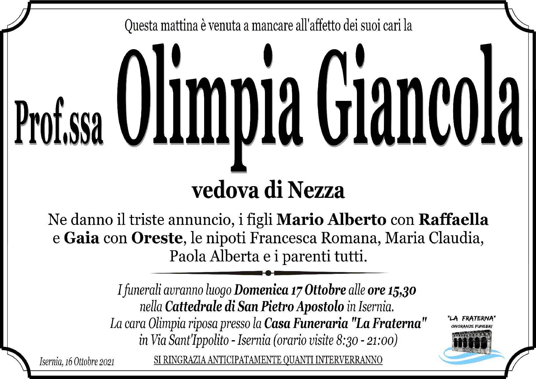necrologio Olimpia Giancola